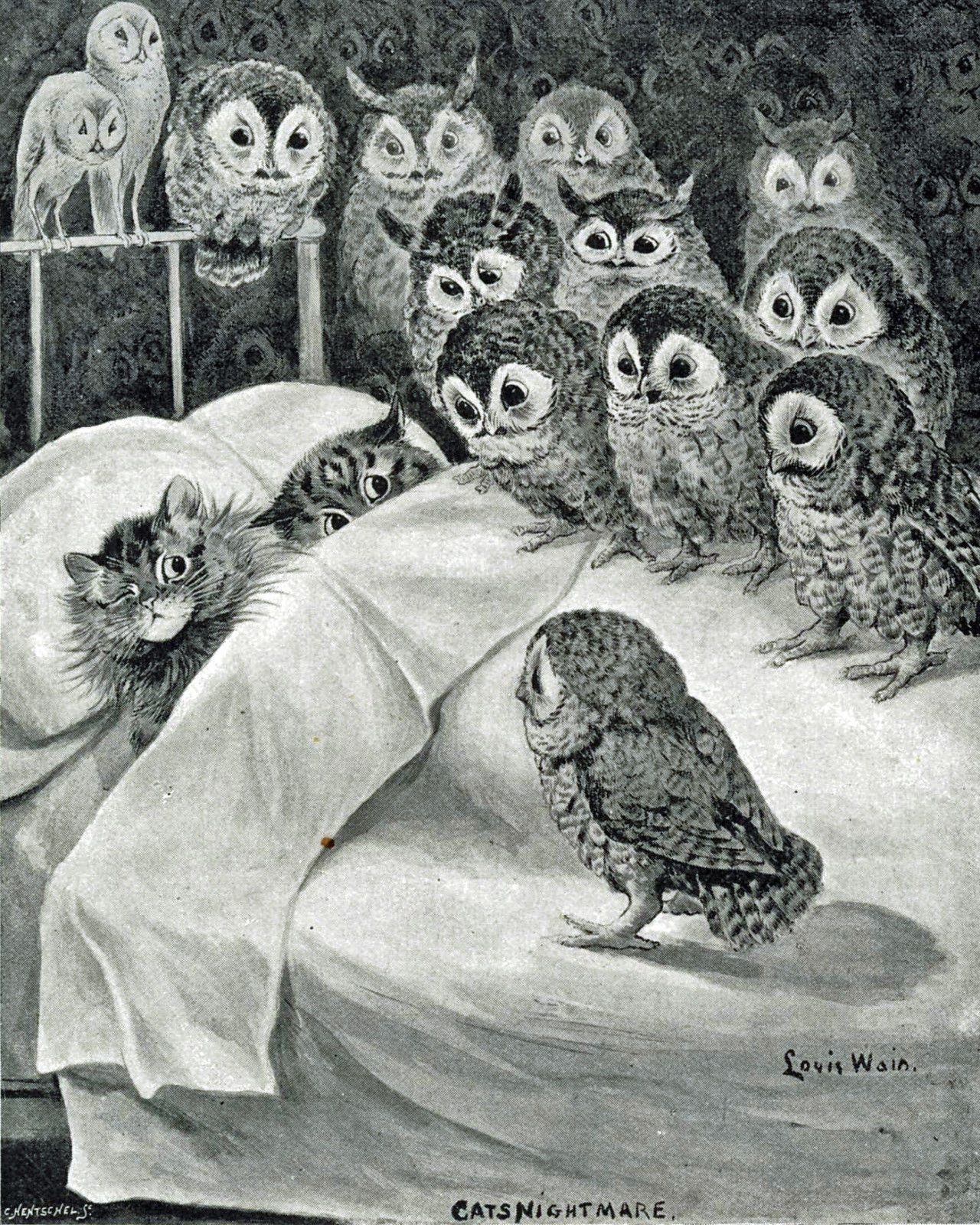Cat's Nightmare by Louis Wain - 1907 private collection