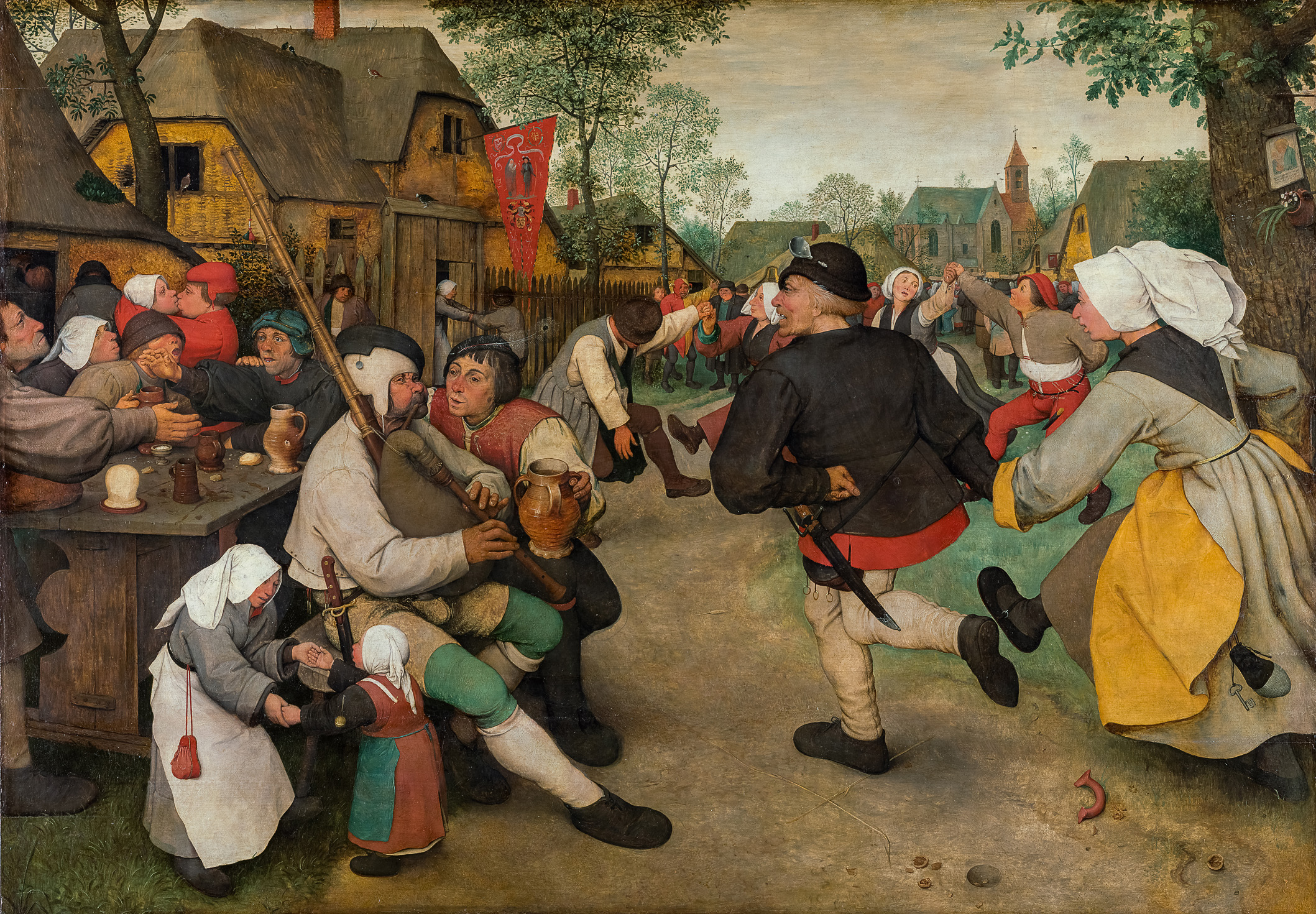Χορός Χωρικών by Πίτερ Μπρίγκελ ο πρεσβύτερος - c. 1568 - 114 cm × 164 cm 