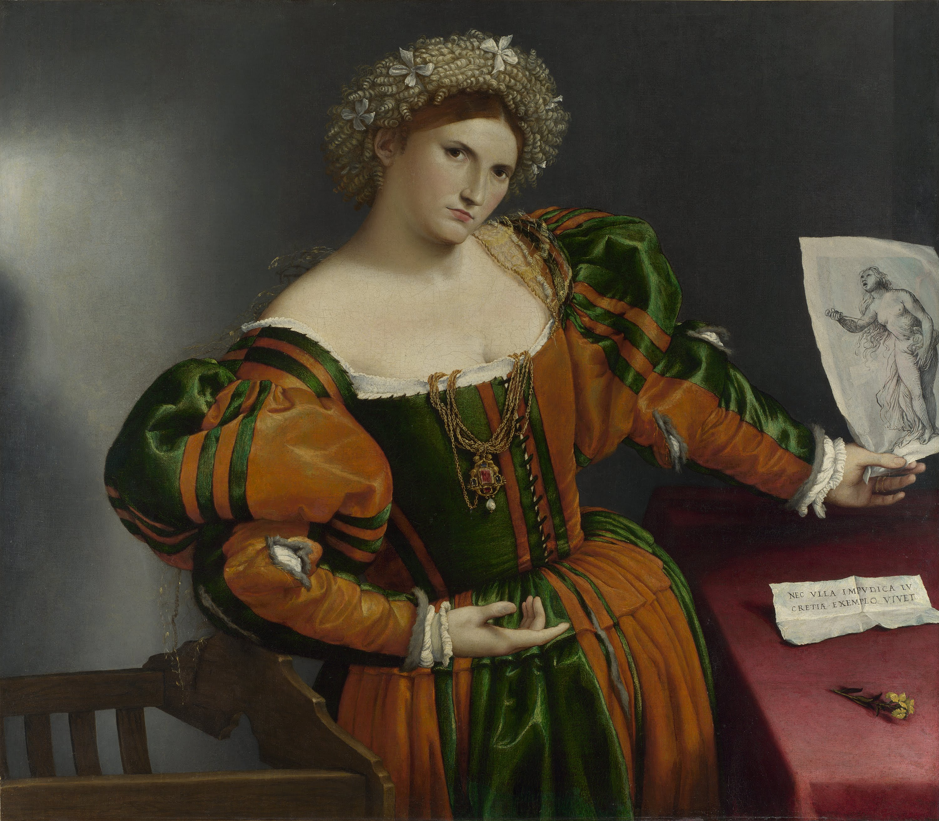 Portrait of a Woman inspired by Lucretia by Lorenzo Lotto - about 1530-2 - 96.5 x 110.6 cm National Gallery