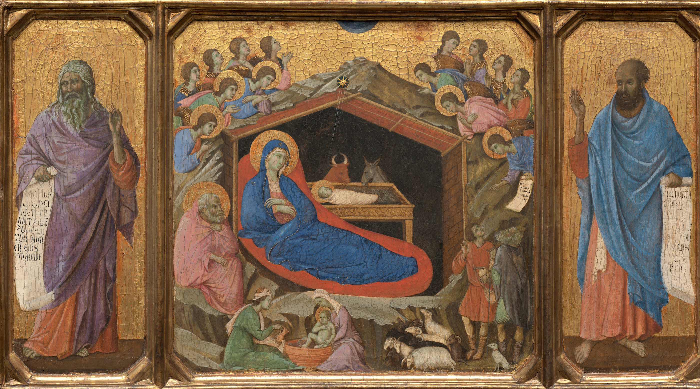 Nașterea Domnului cu profeții Isaia și Ezechiel by Duccio di Buoninsegna - 1308 - 1311 - 870 x 480 cm 