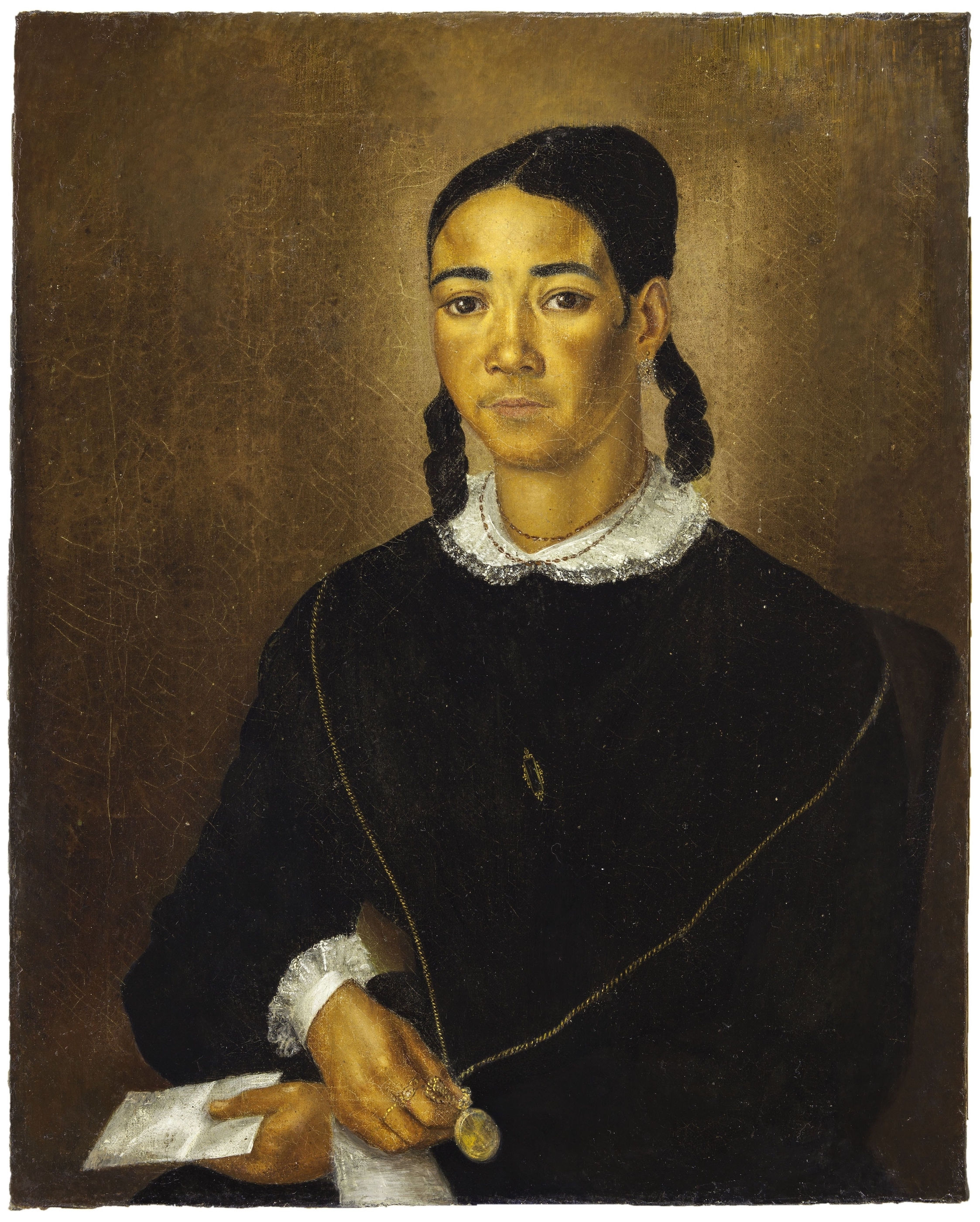 一個自由有色女人的肖像 by François Fleischbein - 1833-1835 - 26 x 21 in 