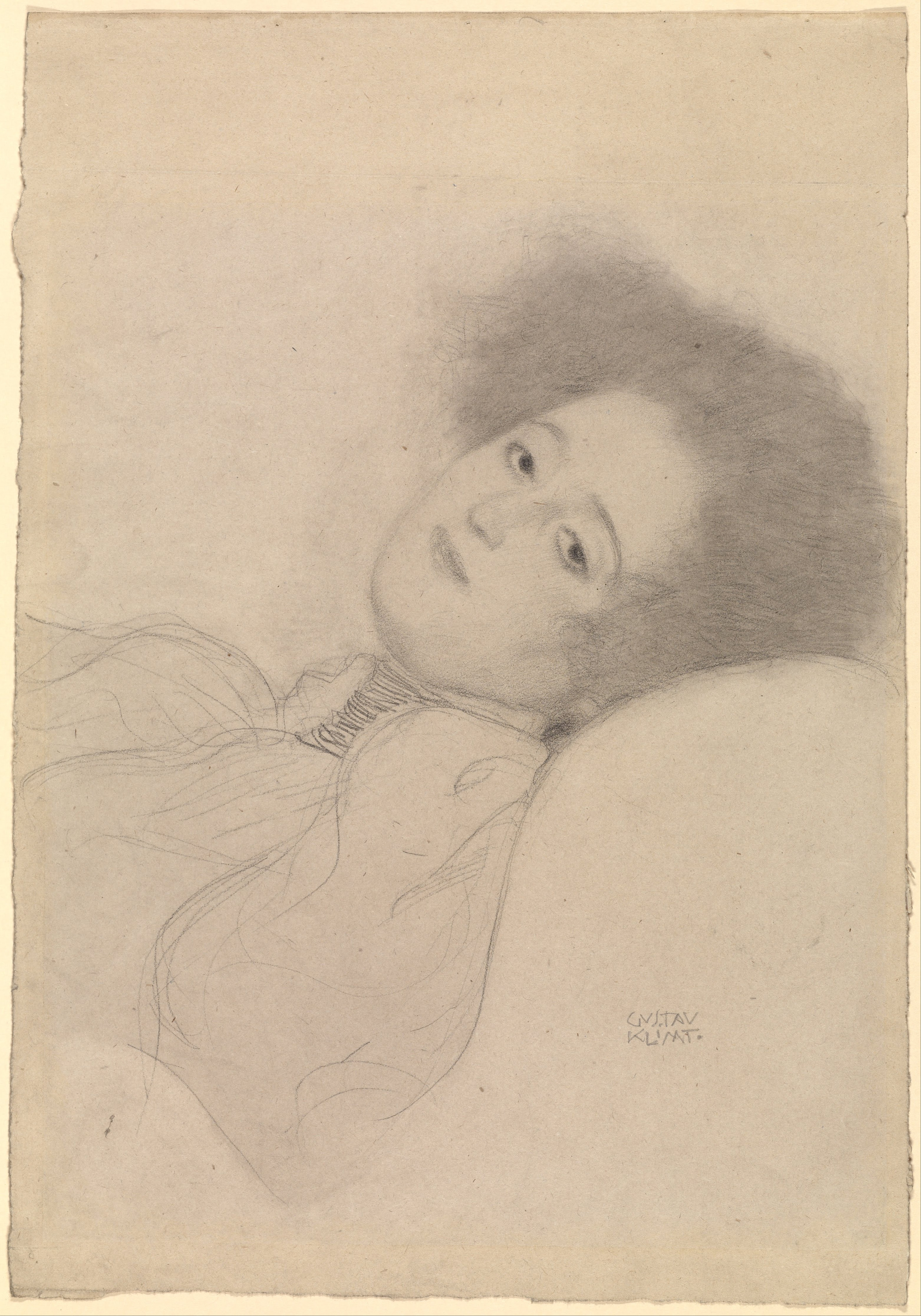 Retrato de mujer joven reclinada by Gustav Klimt - 1897 - 1898 - 31.5 x 45.5 cm Museo J. Paul Getty