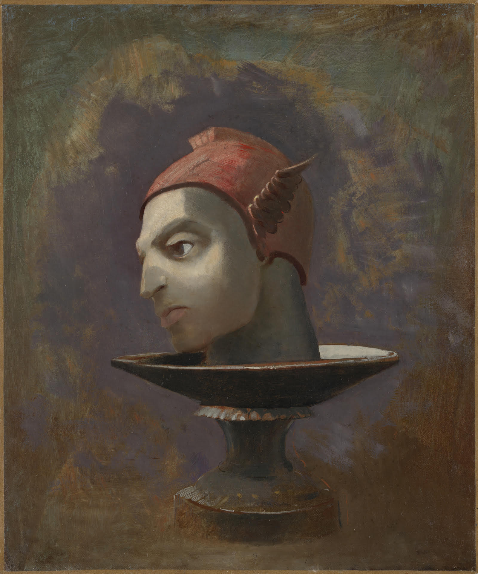 رأس برسيس by Odilon Redon - حوالي ١٨٧٥ - 54,7 × 45,7 cm 