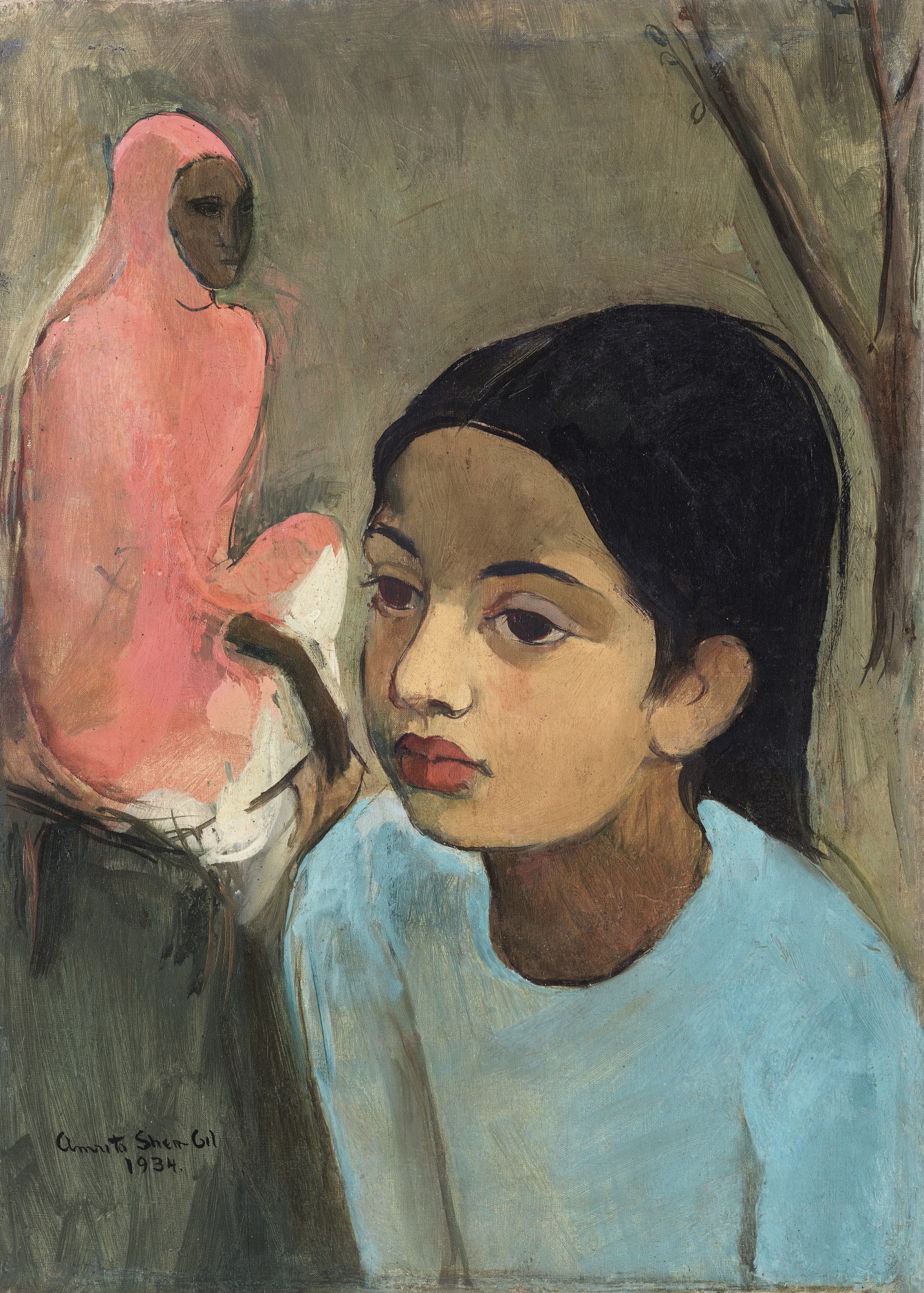 La ragazzina in blu by Amrita Sher-Gil - 1934 - 48 x 40,60 cm collezione privata