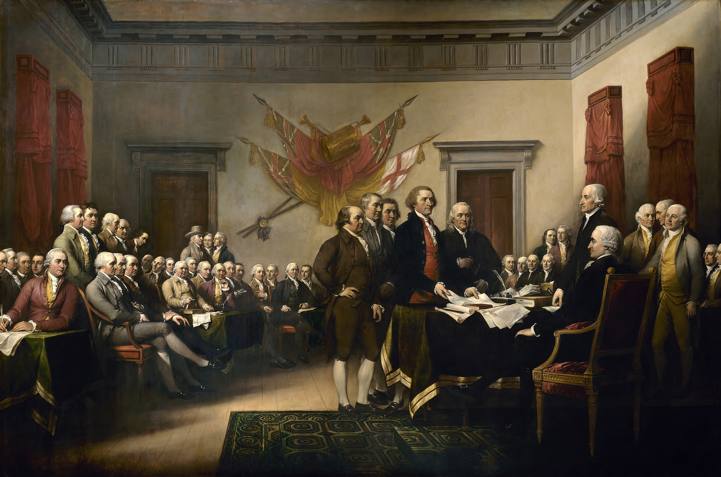 Deklarace nezávislosti by John Trumbull - 1818 - 3,7 m × 5,5 m 