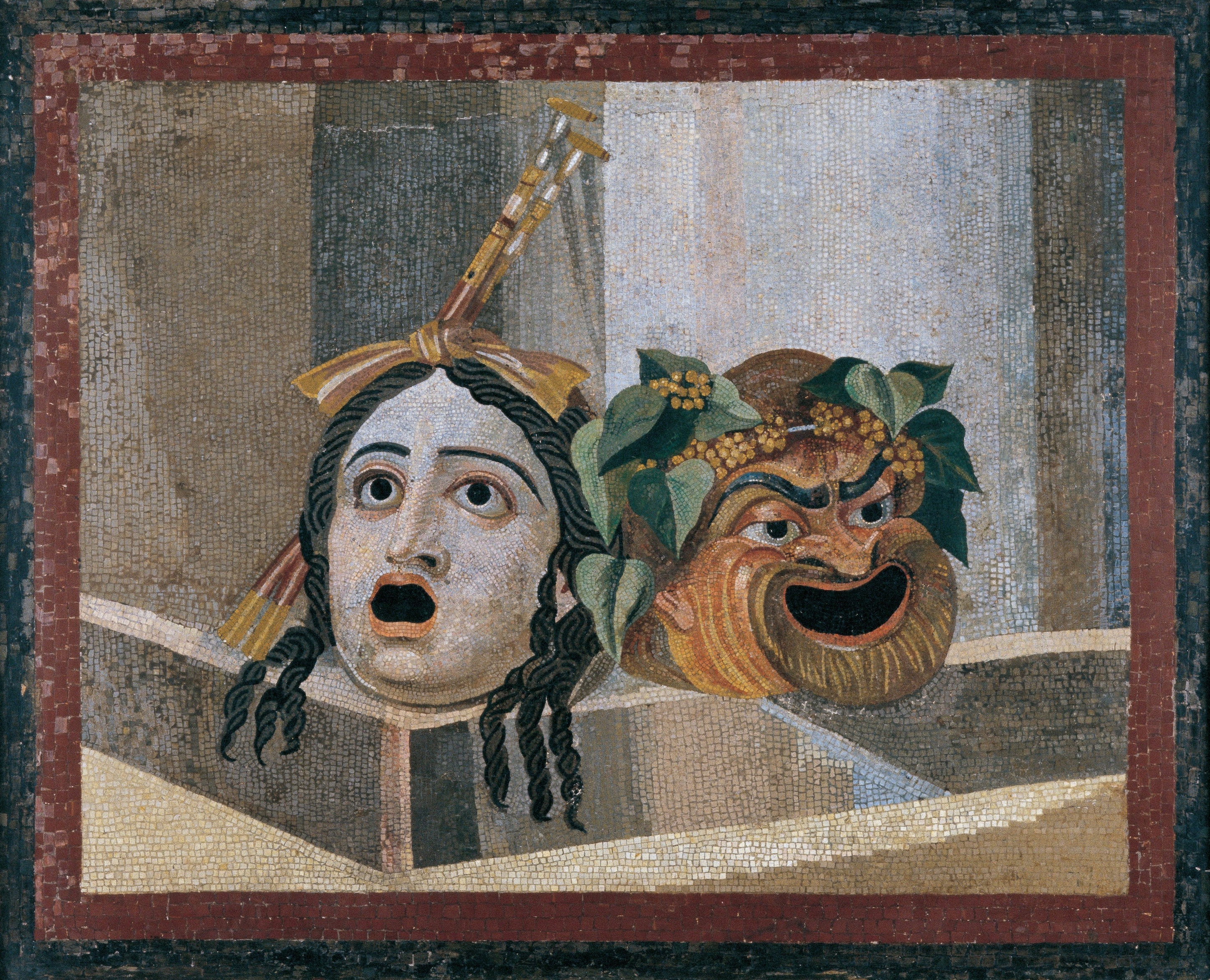 Mosaic of the theatrical masks by Unknown Artist - 100/200 Musei Capitolini