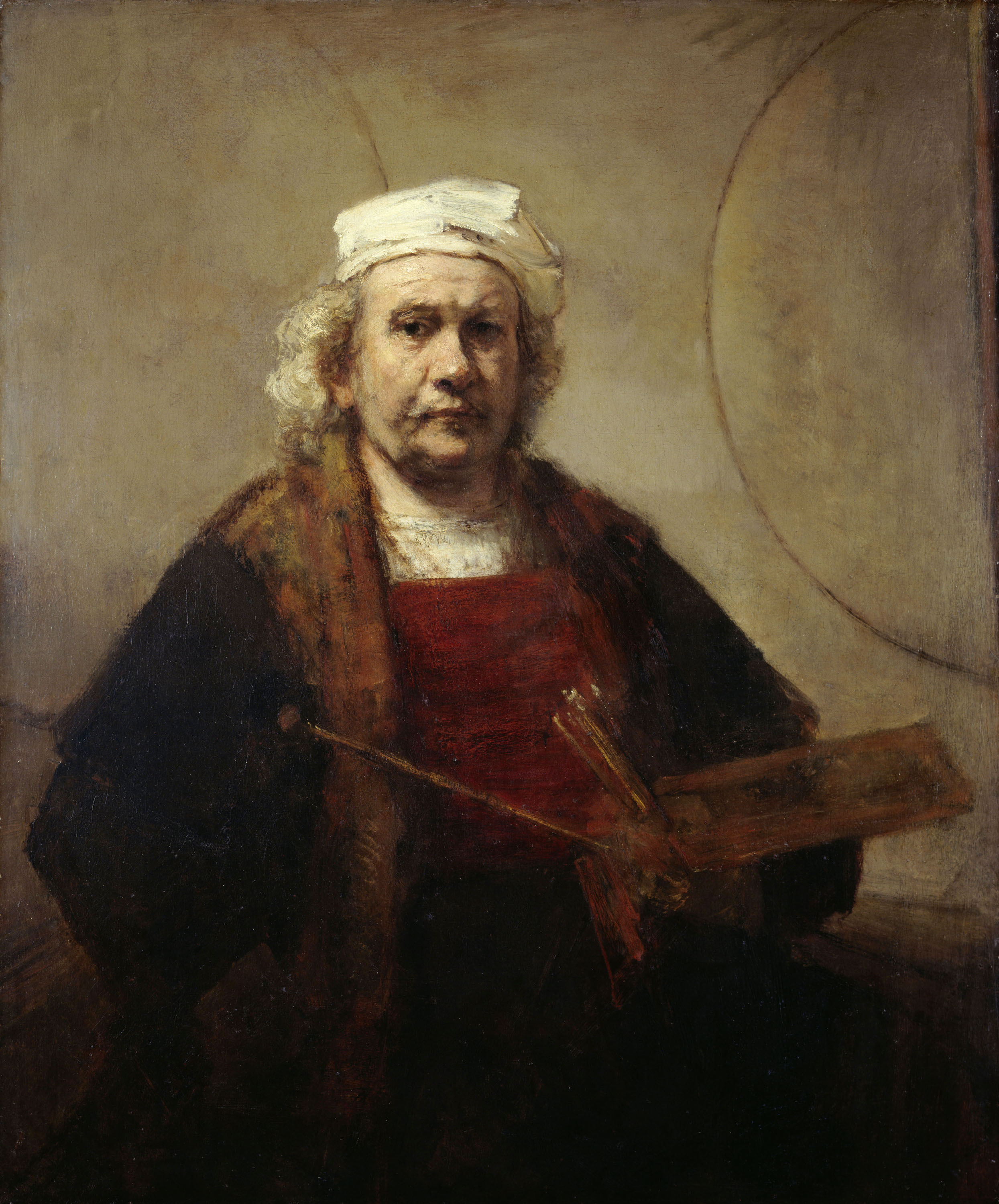 Автопортрет с двумя кругами by Rembrandt van Rijn - около 1665–1669 - 114.3 см. × 94 см. 