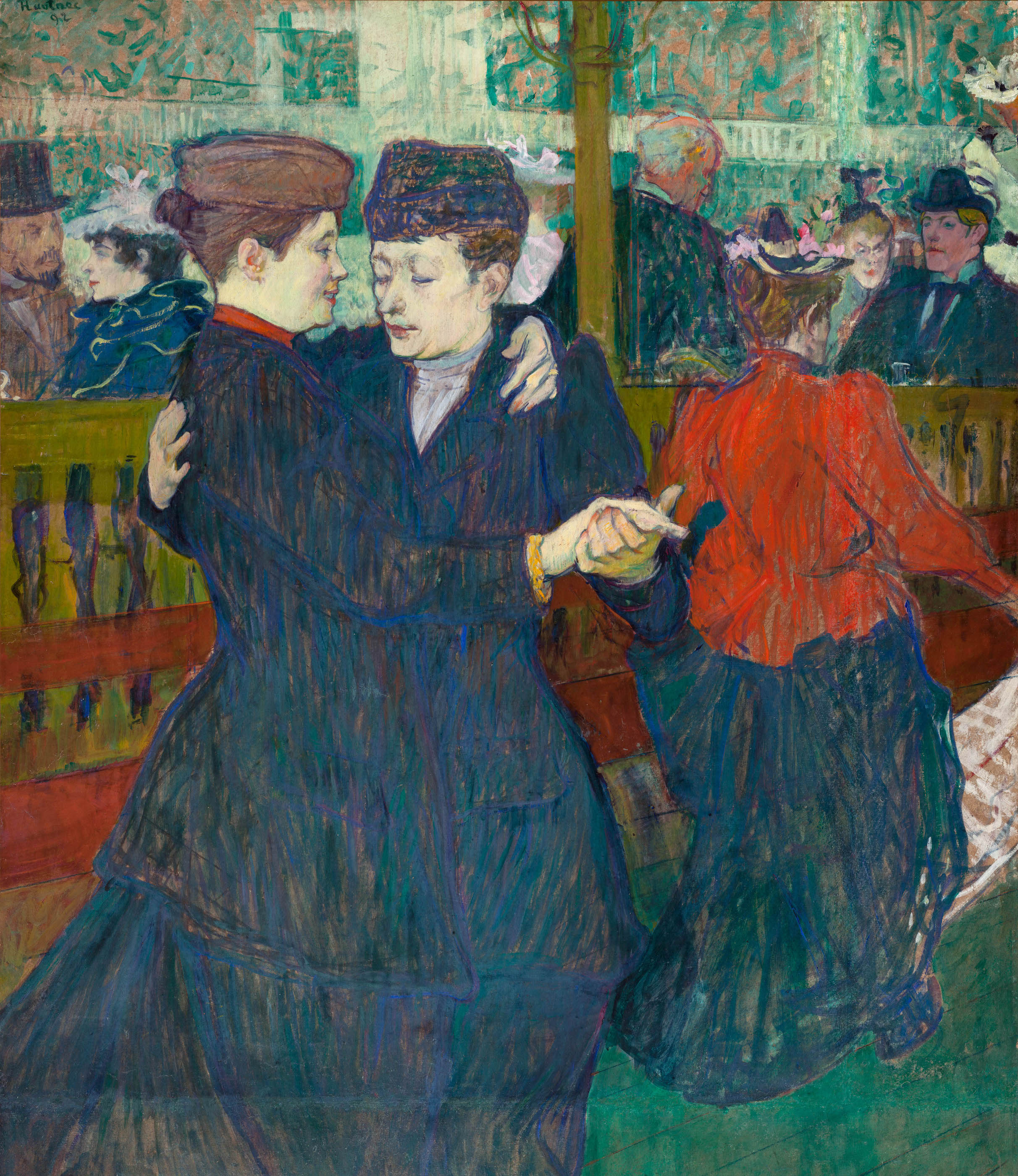 في مولان روج ، امرأتان ترقصان الفالس by Henri de Toulouse-Lautrec - 1892 