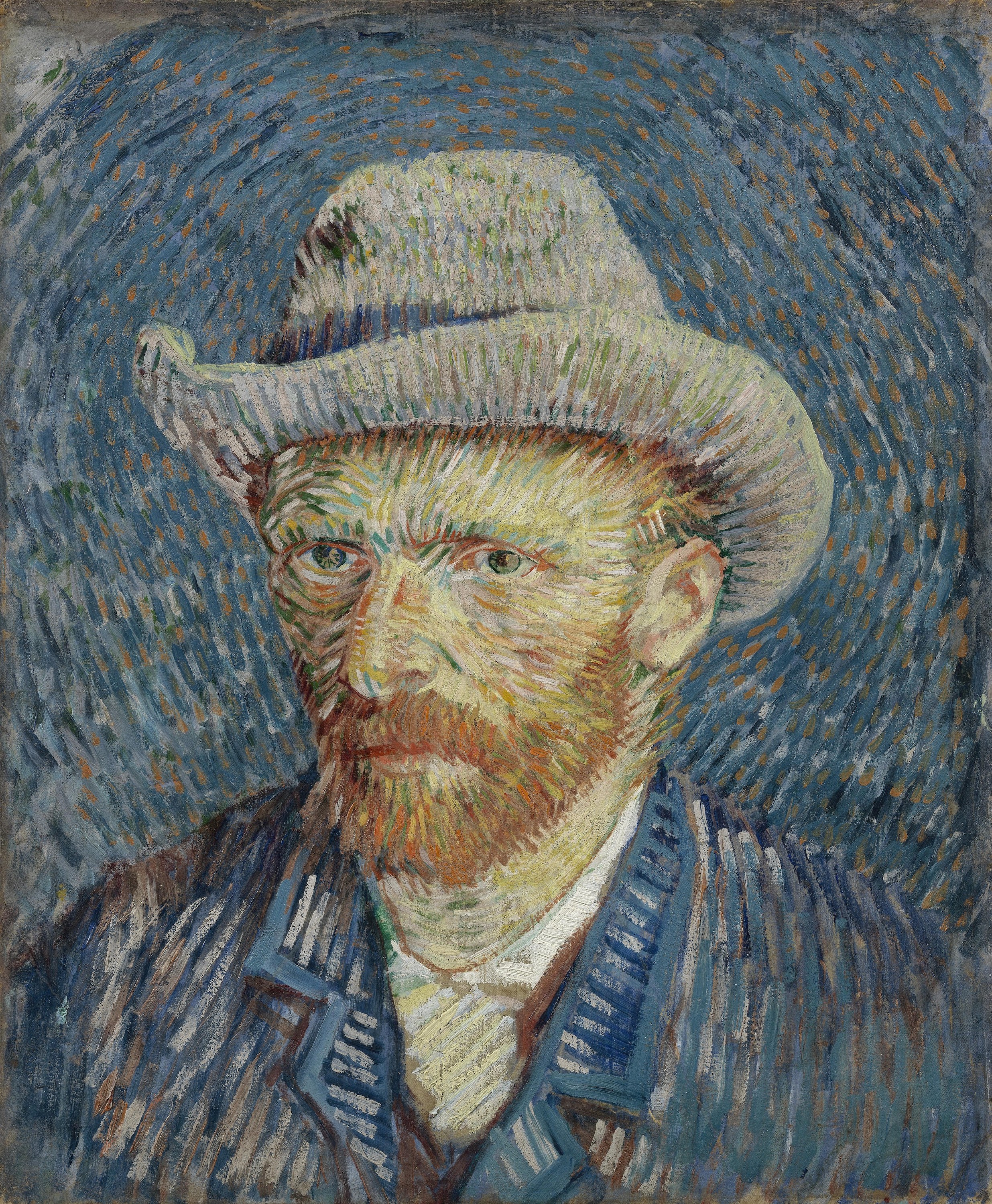 Autoportrét s šedým plstěným kloboukem by Vincent van Gogh - Září - Říjen 1887 - 44.5 cm x 37.2 cm 