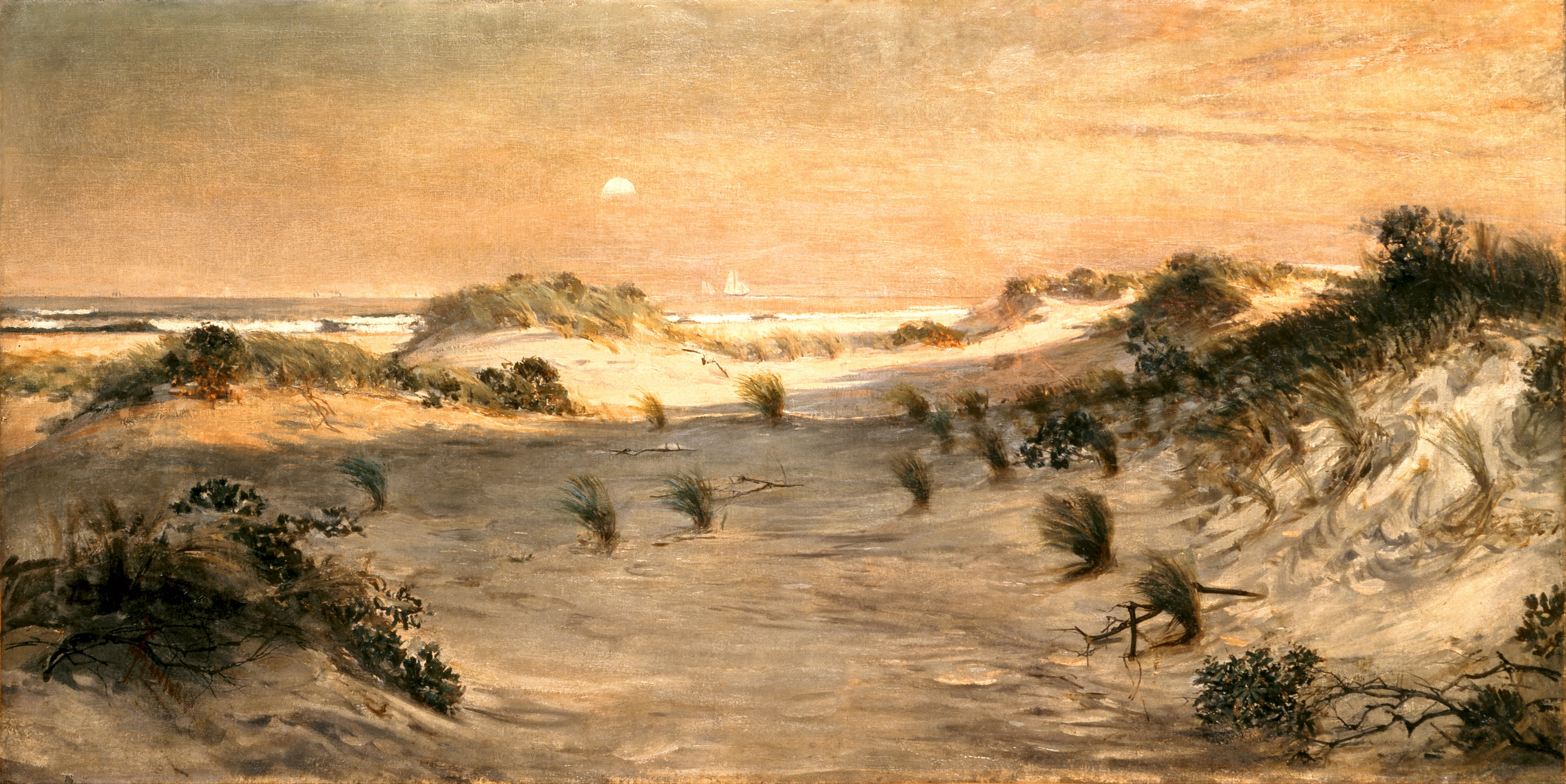 Dunas de areia ao pôr do sol, Atlantic City by Henry Ossawa Tanner - c. 1885 - 150 x 76 cm 