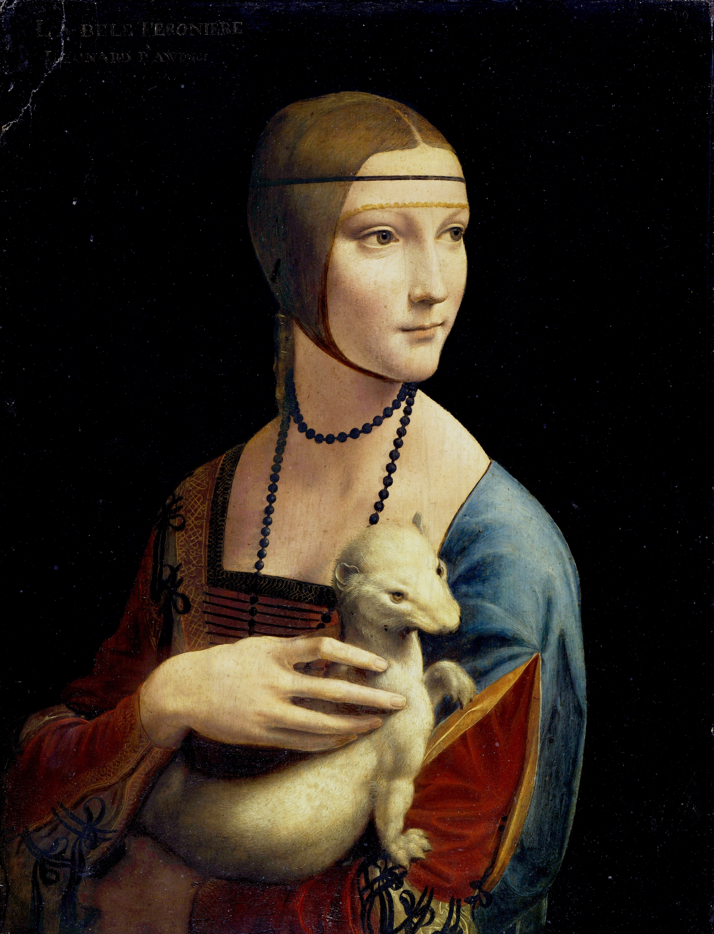 بانو با قاقم by لئوناردو داوینچی - 1489–90 میلادی - 54 cm × 39 سانتی متر 