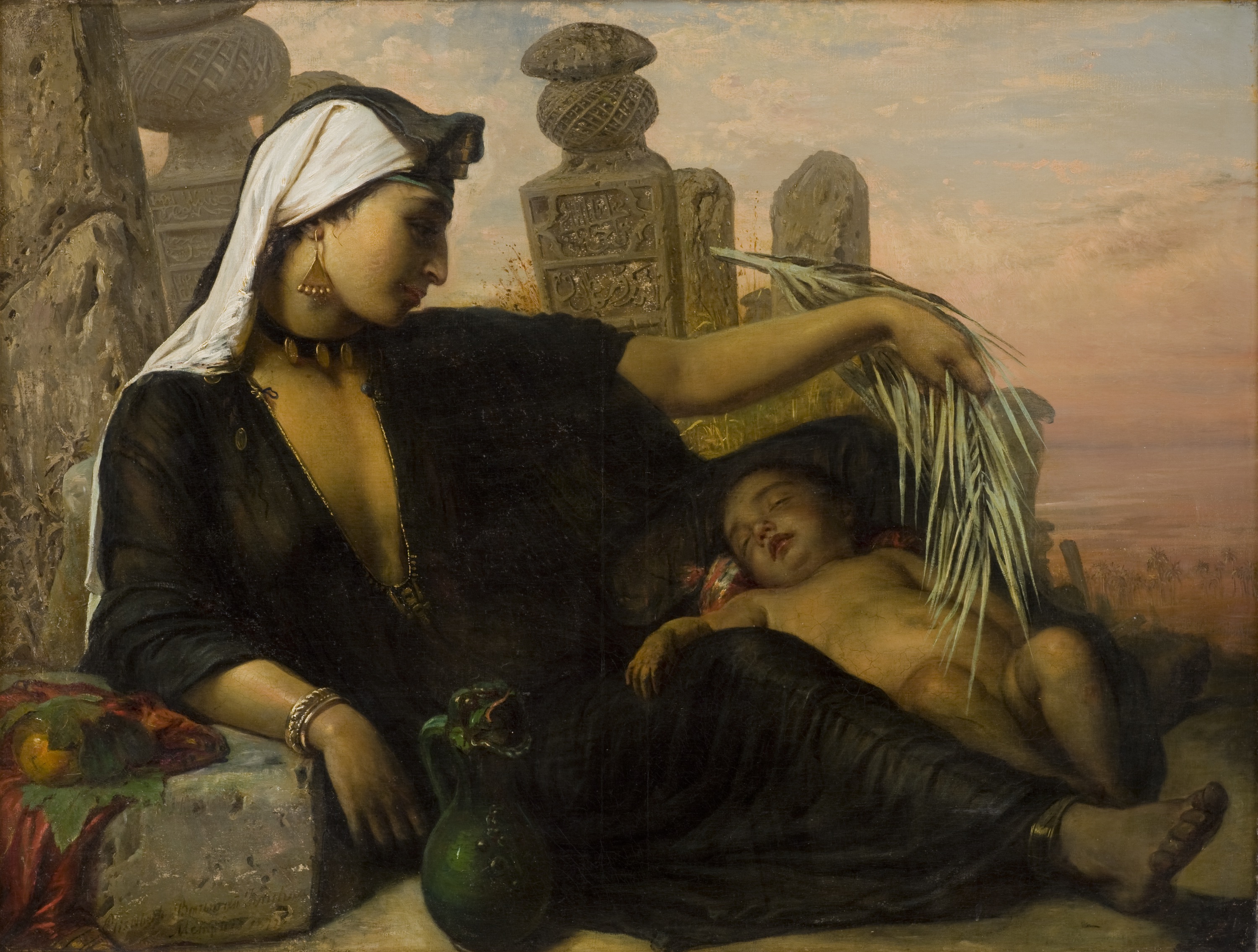 An Egyptian Fellah Woman with her Baby by Elisabeth Jerichau Baumann - 1872 - 98.5 x 129.2 cm Statens Museum for Kunst