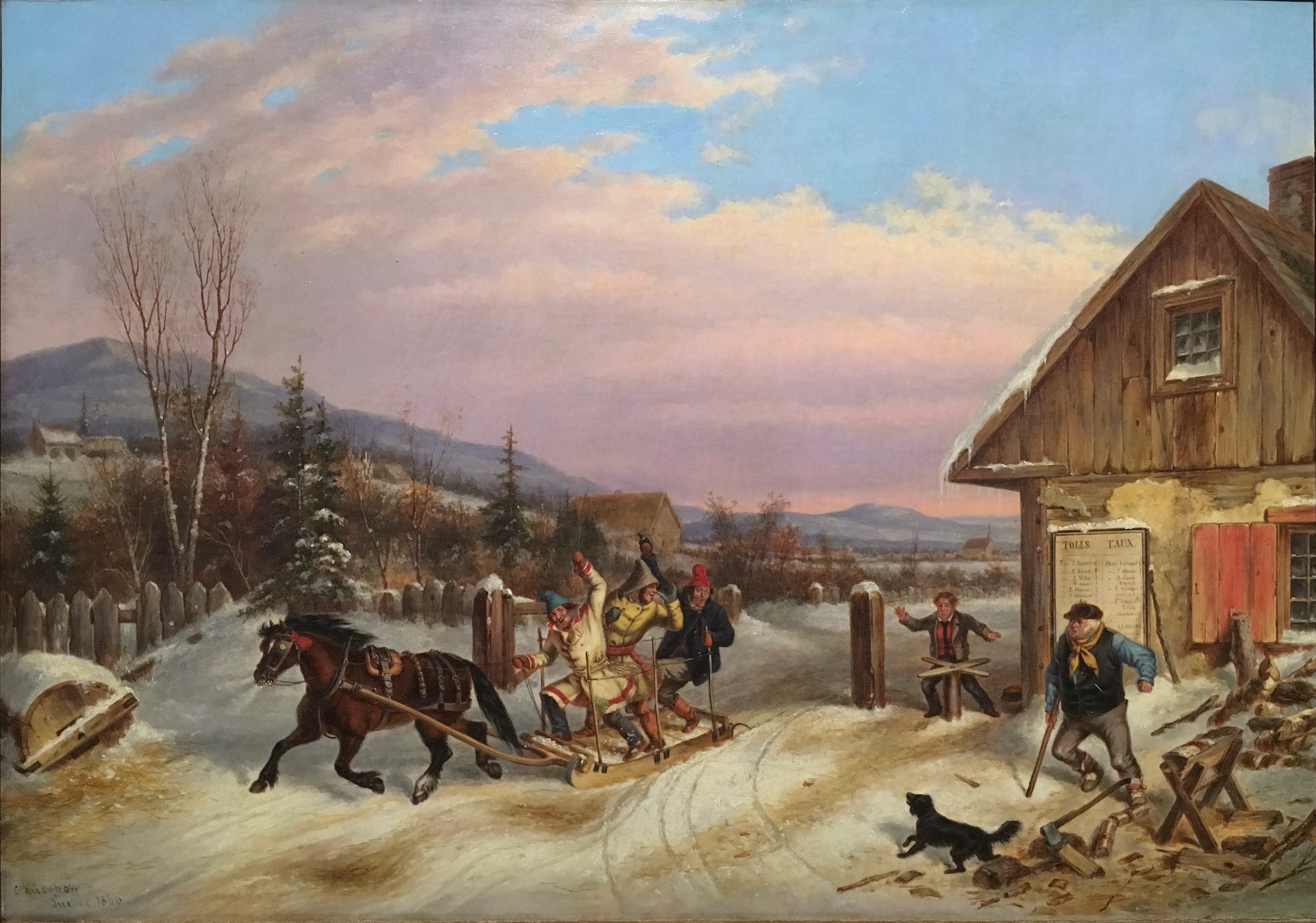 دور زدن پرداخت عوارض by Cornelius Krieghoff - 1860 میلادی 