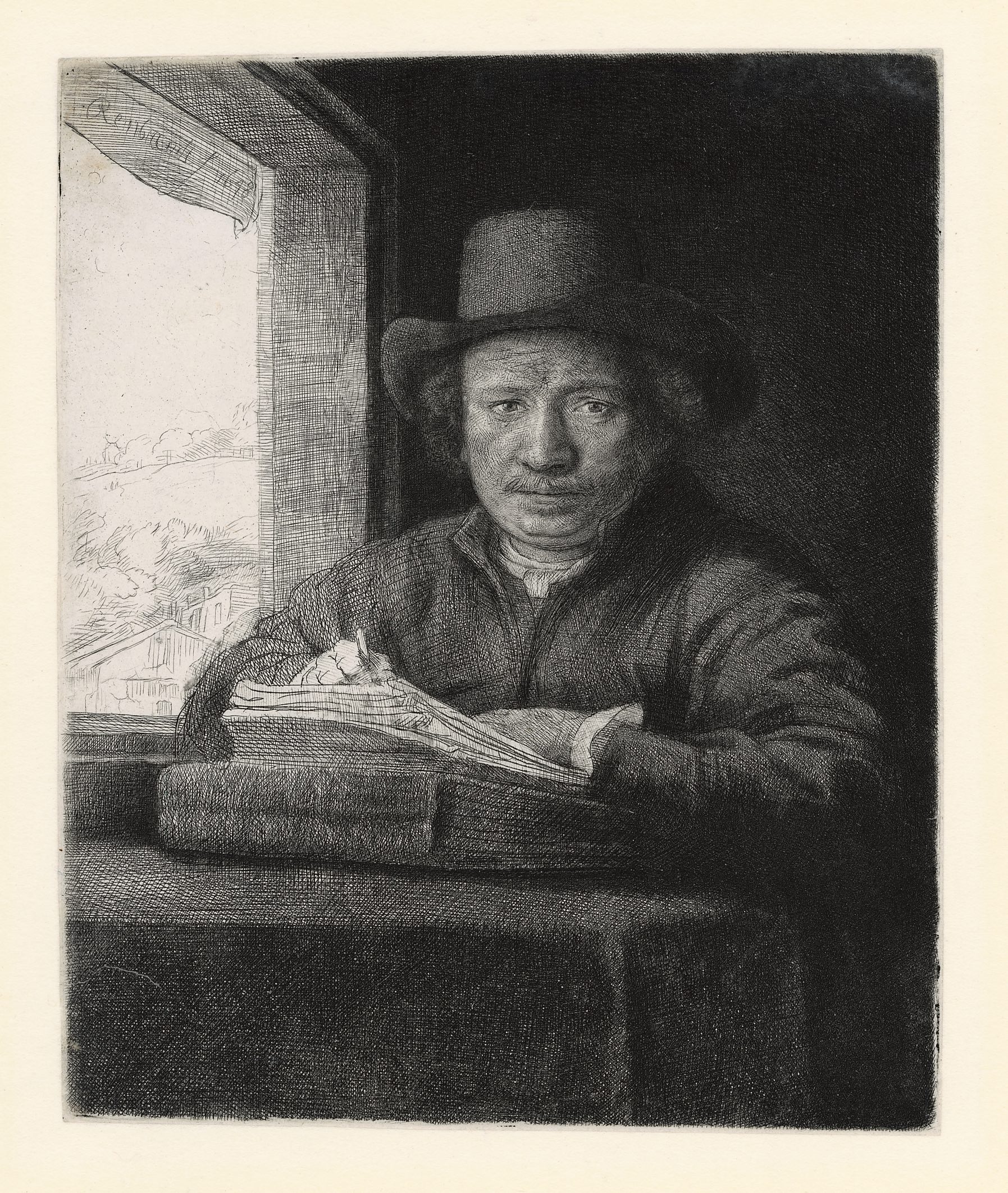 Self-portrait at a Window by Rembrandt van Rijn - 1648 - 160 x 130 mm Rembrandthuis
