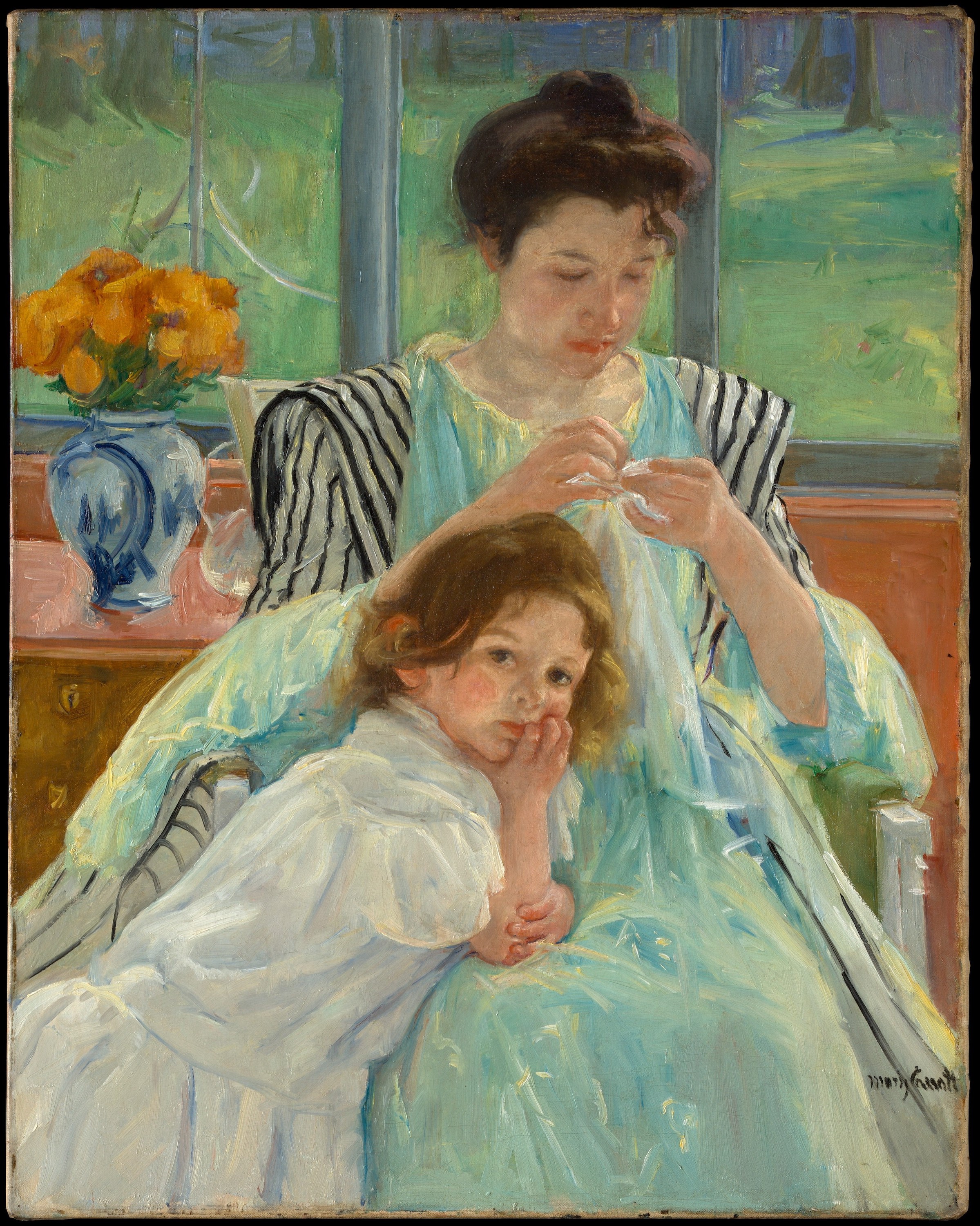 Νέα μητέρα ράβει by Μαίρη Κα - 1900 - 92.4 × 73.7 εκ 