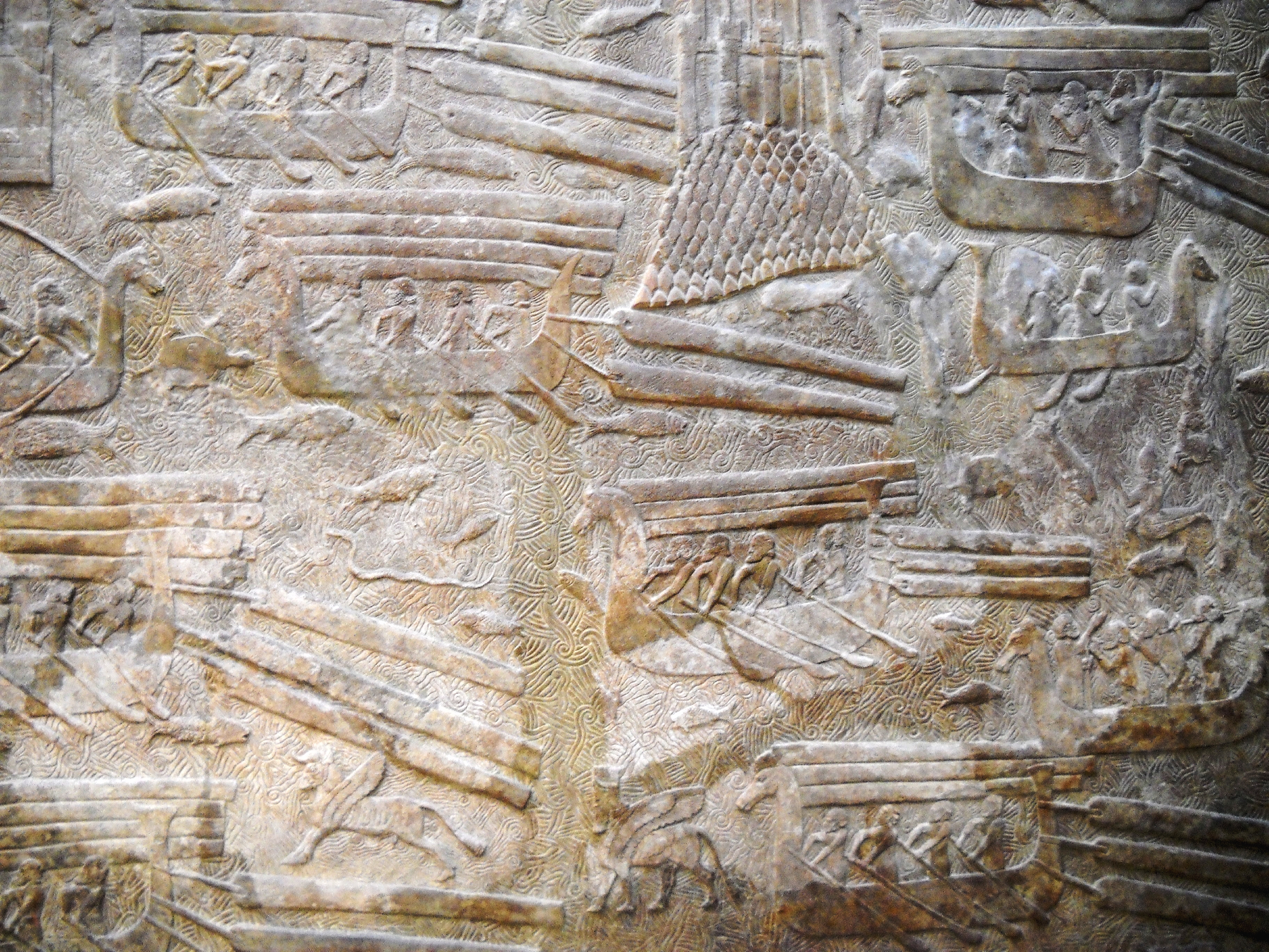 Reliéf zobrazující transport dřeva by Unknown Artist - 710 př.n.l. - 38 x 49 cm 