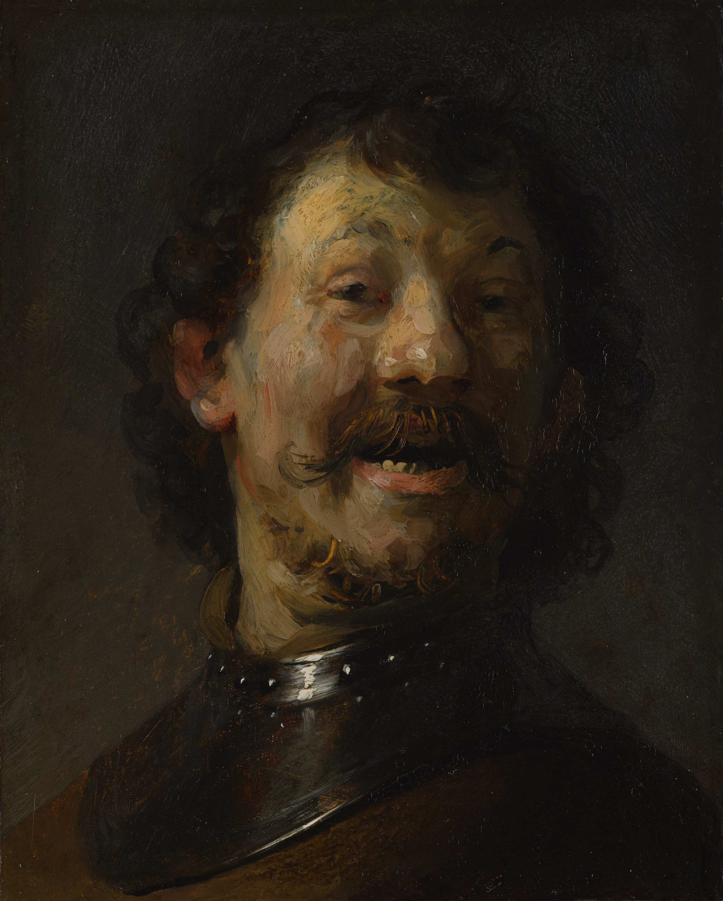 Smějící se muž by Rembrandt van Rijn - Kolem let 1629 - 1630 - 15.3 x 12.2 cm 