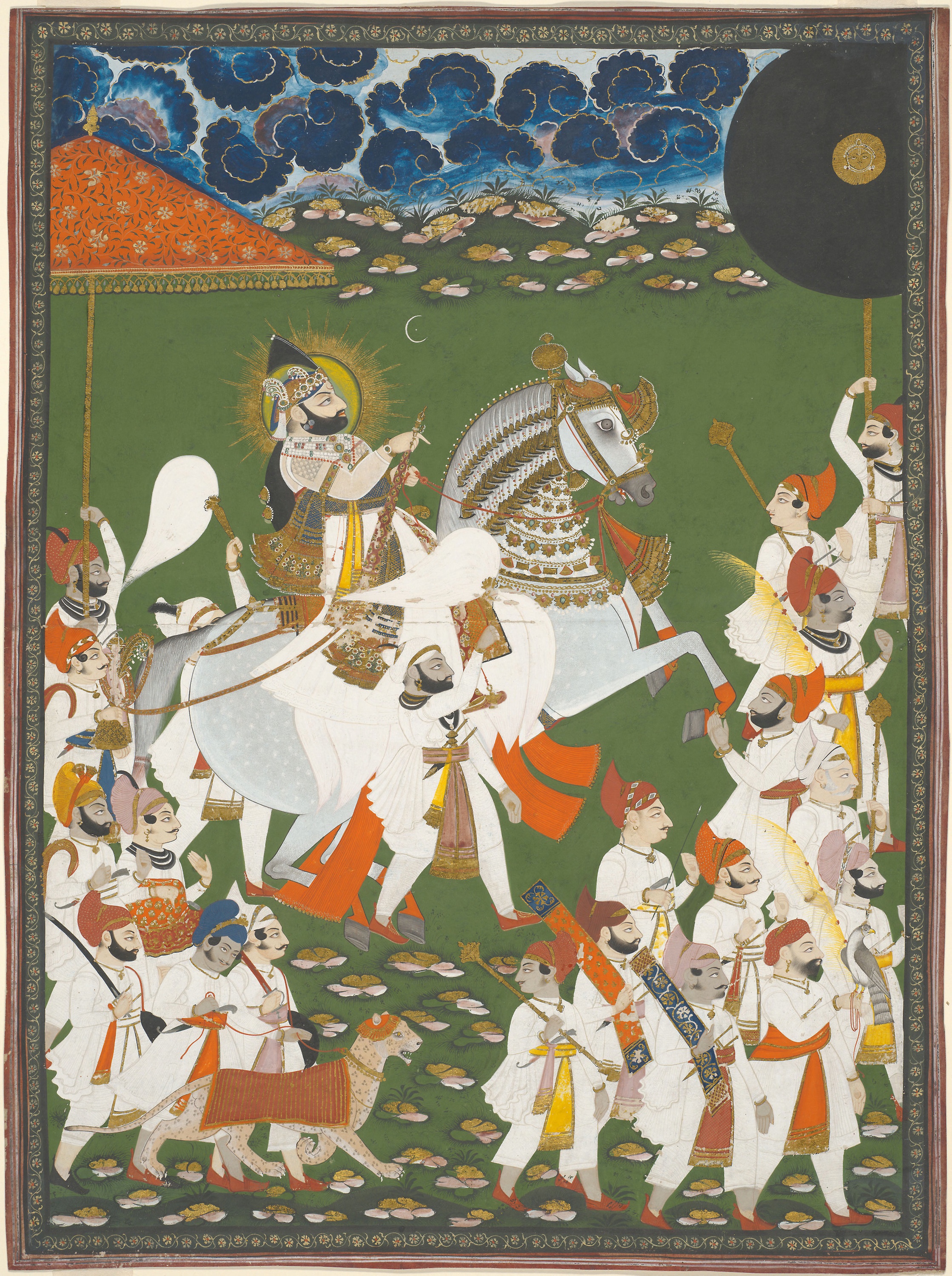 Maharana Bhim Singh in Procession by  Ghasi (attributed) - 1820 - 57.1 × 41.6 cm Art Institute of Chicago