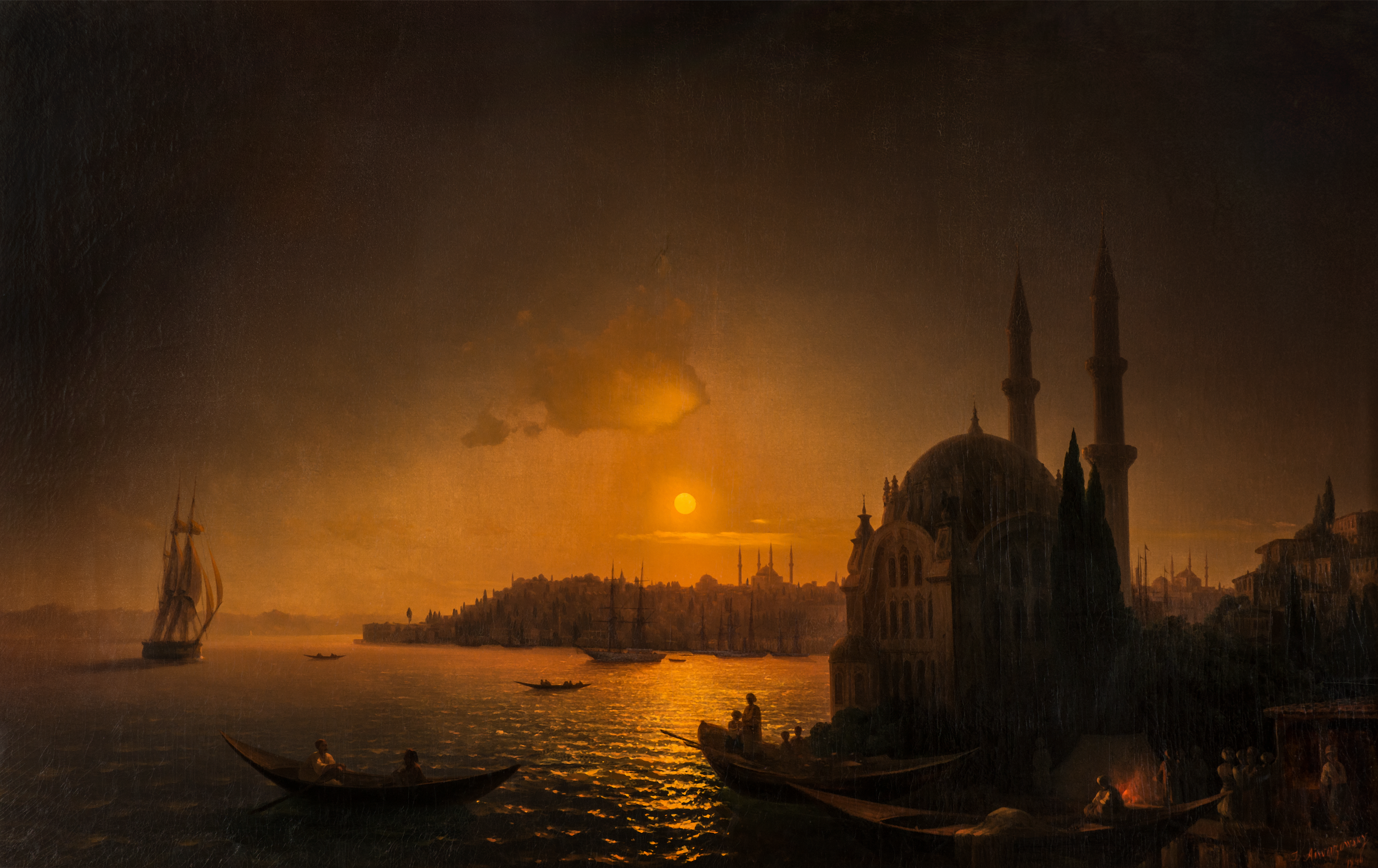 A View of Constantinople by Moonlight by Ivan Aivazovsky - 1846 - 124 x 192,5 cm State Russian Museum