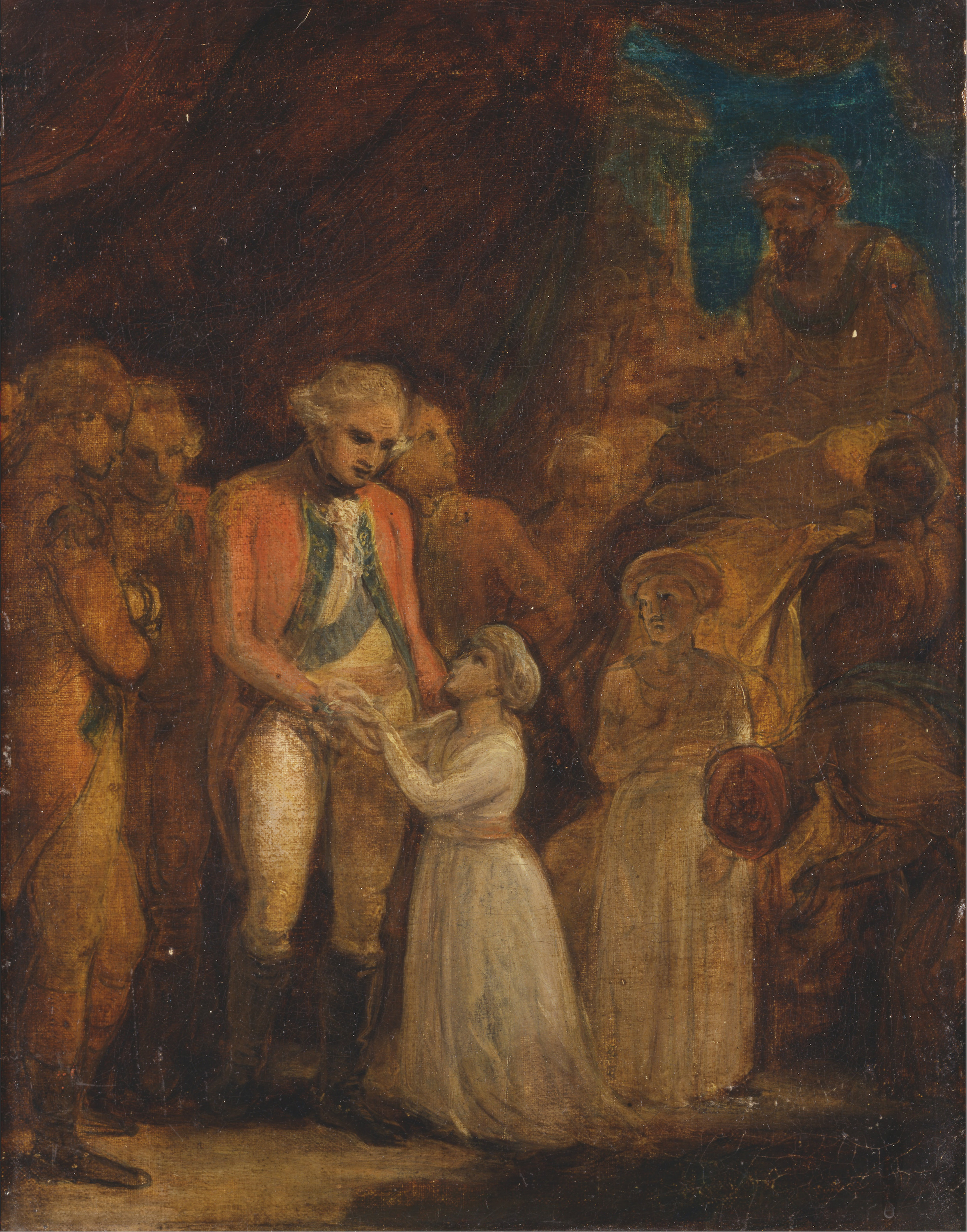 Os Dois Filhos de Tipu Sahib, Sultão de Maiçor, Sendo Entregados como Reféns ao General Cornwallis by Robert Smirke - 1792 - 451 x 356 cm 