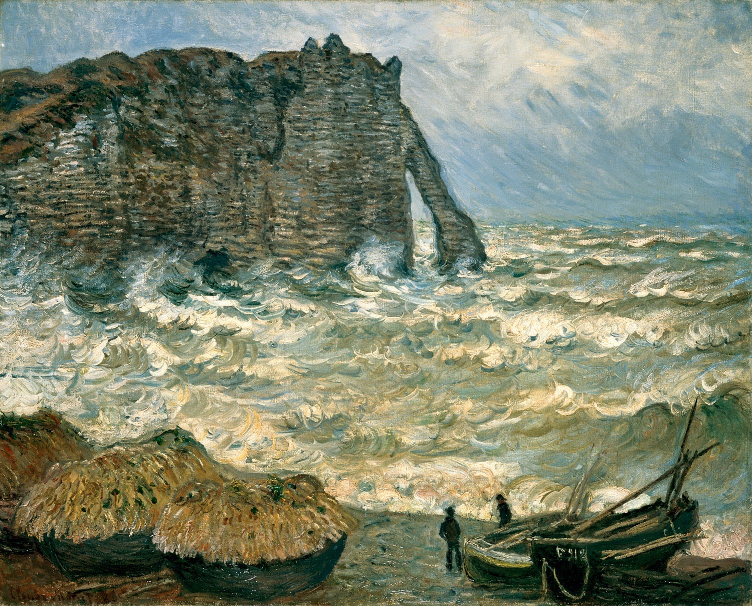 Mar agitado en Étretat by Claude Monet - 1883 - 81x 100 cm Musée des beaux-arts de Lyon