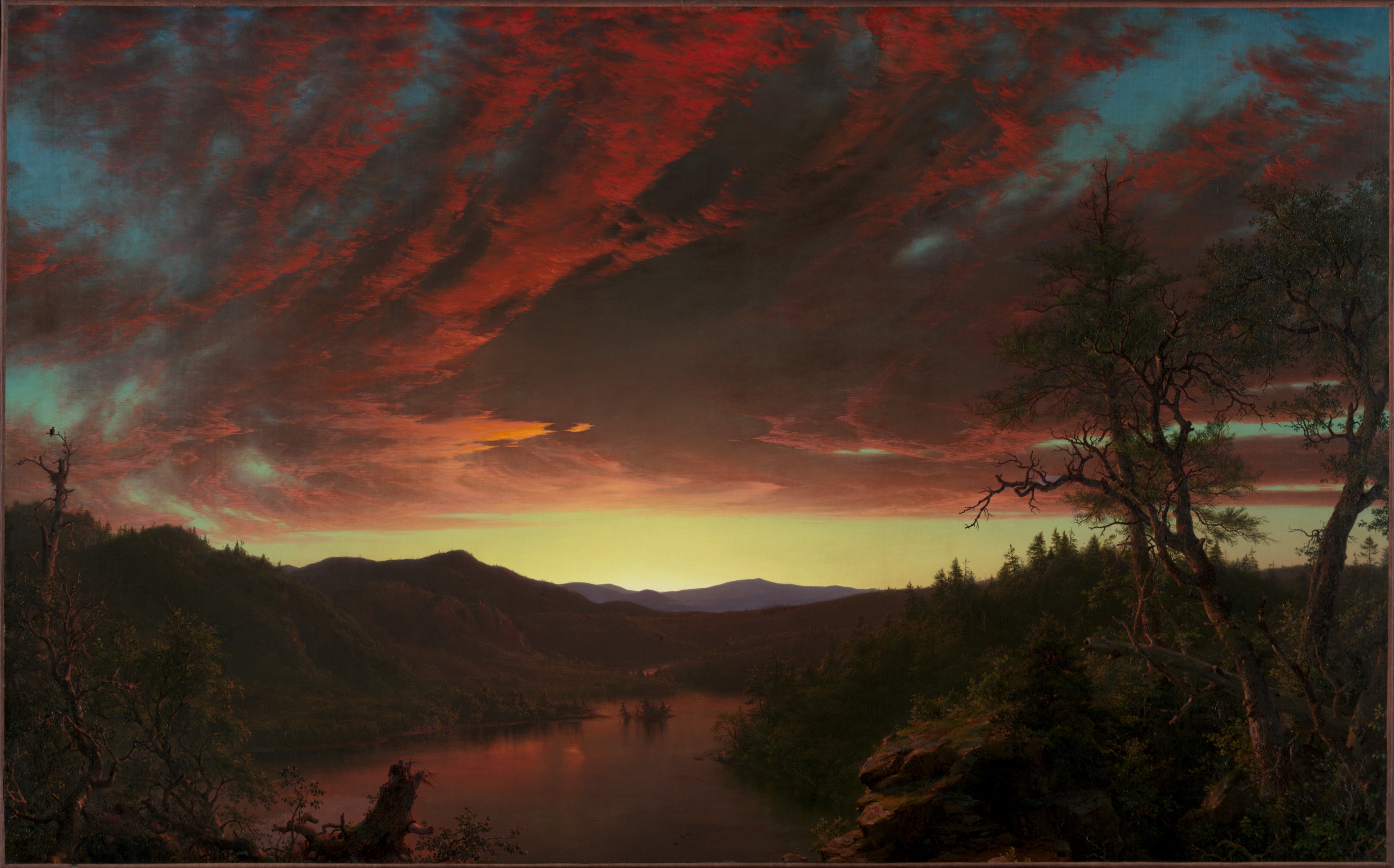 荒野的黄昏 by 弗雷德里克 丘奇 - 1860 - 101.6 x 162.6 厘米 克利夫兰艺术博物馆
