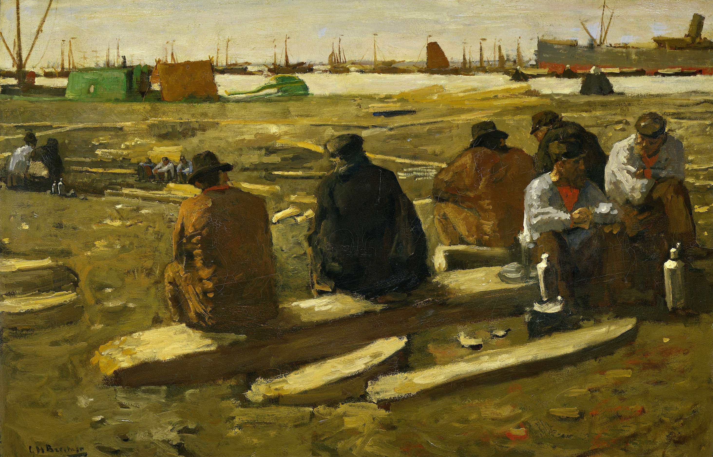 阿姆斯特丹的范·迪门斯特拉特一处工地上的午餐 by George Hendrik Breitner - 1897 - 78 x 115 cm 