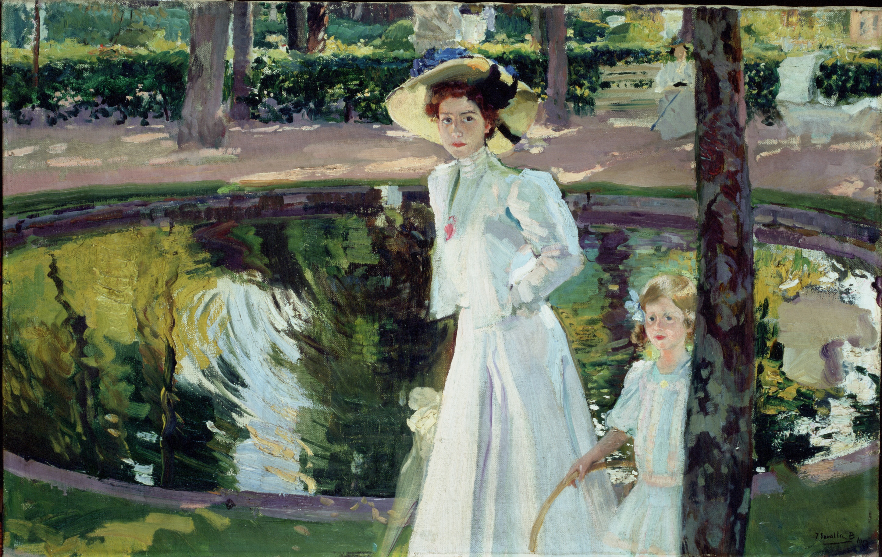 María in de tuinen van La Granja by Joaquín Sorolla - 1907 