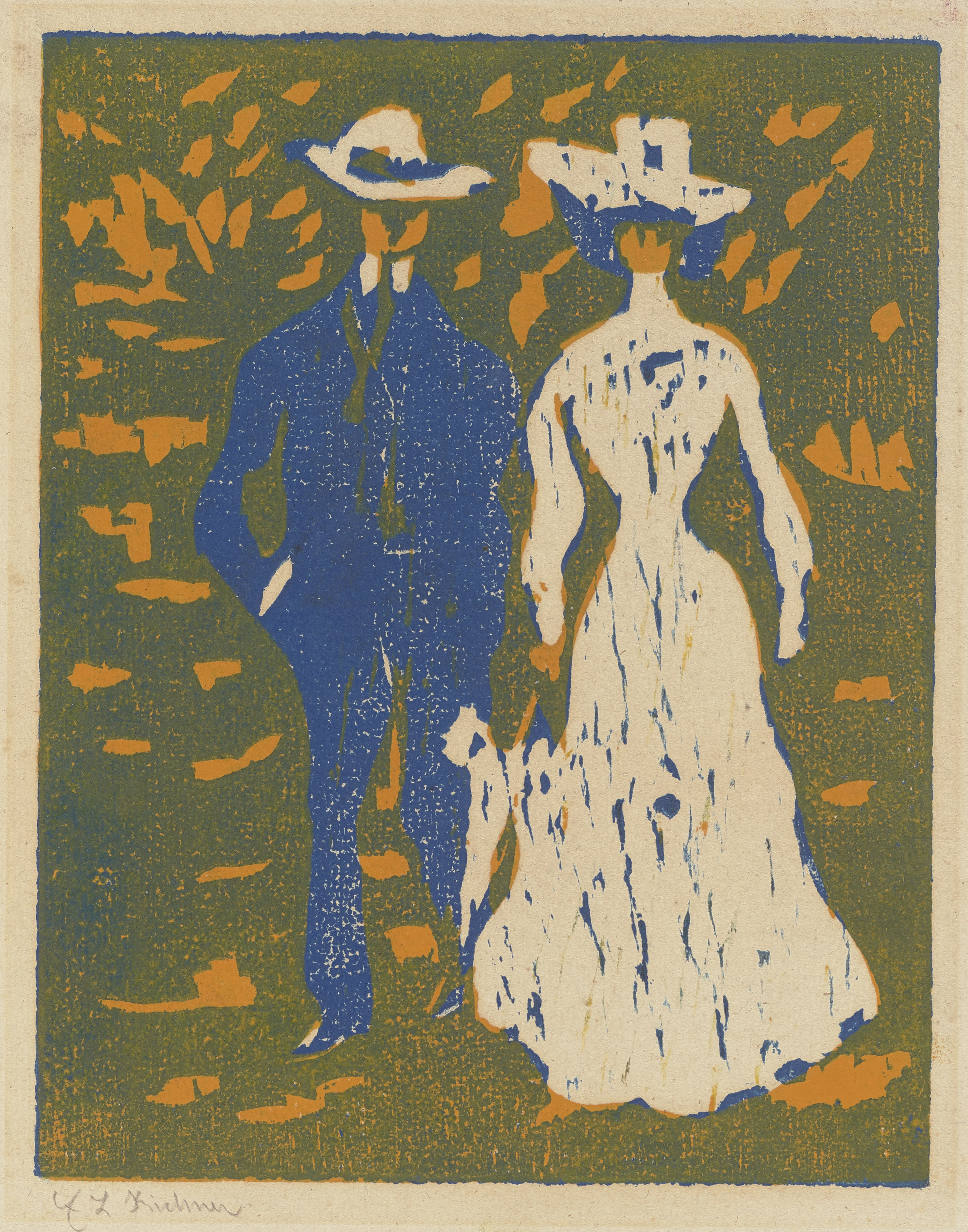 زوجان يأخذان نزهة by Ernst Ludwig Kirchner - 1907 