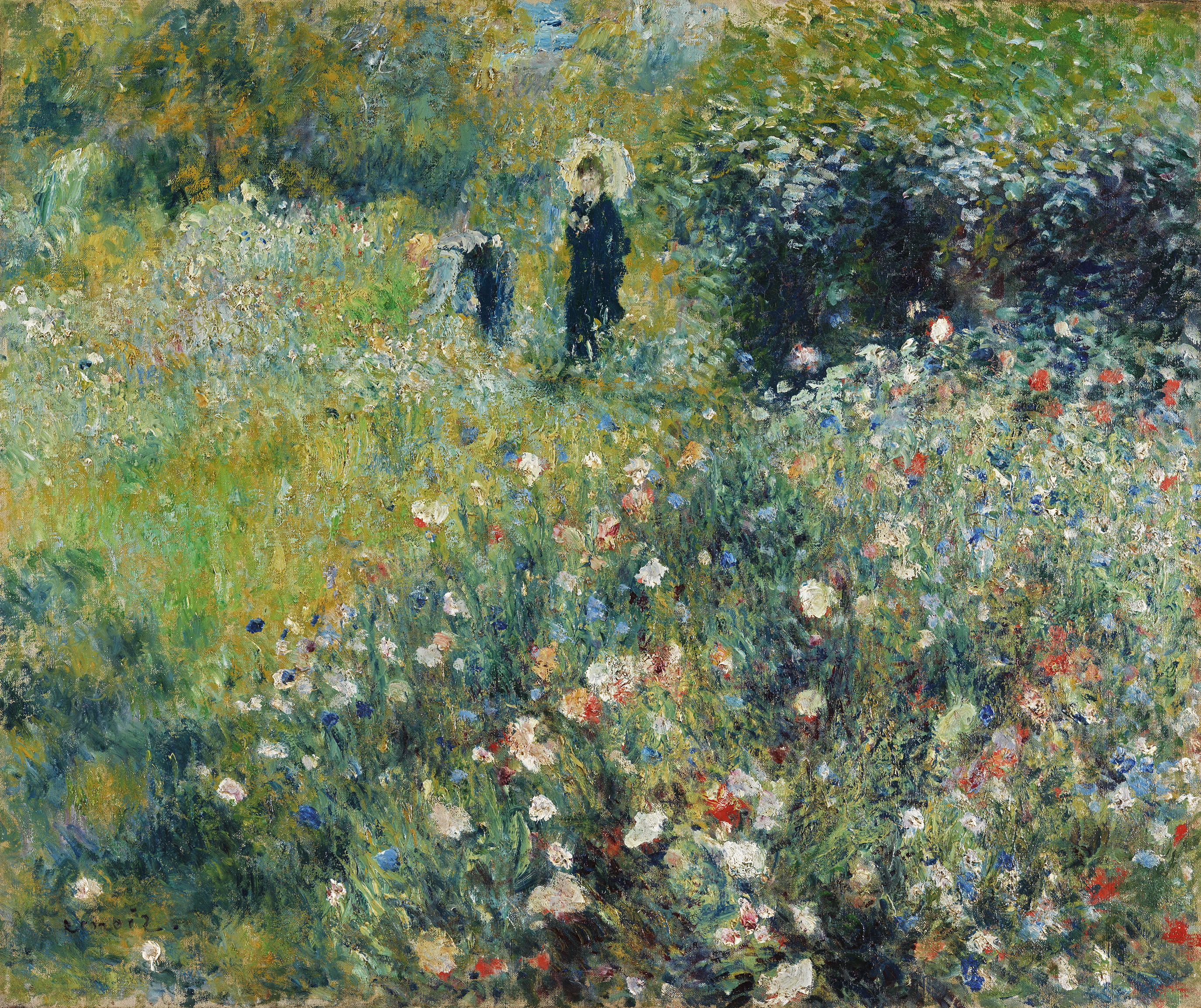 वुमन विथ ए पेरेसोल इन ए गार्डन by Pierre-Auguste Renoir - १८७५ - ५० x ५४.५ से.मी. 