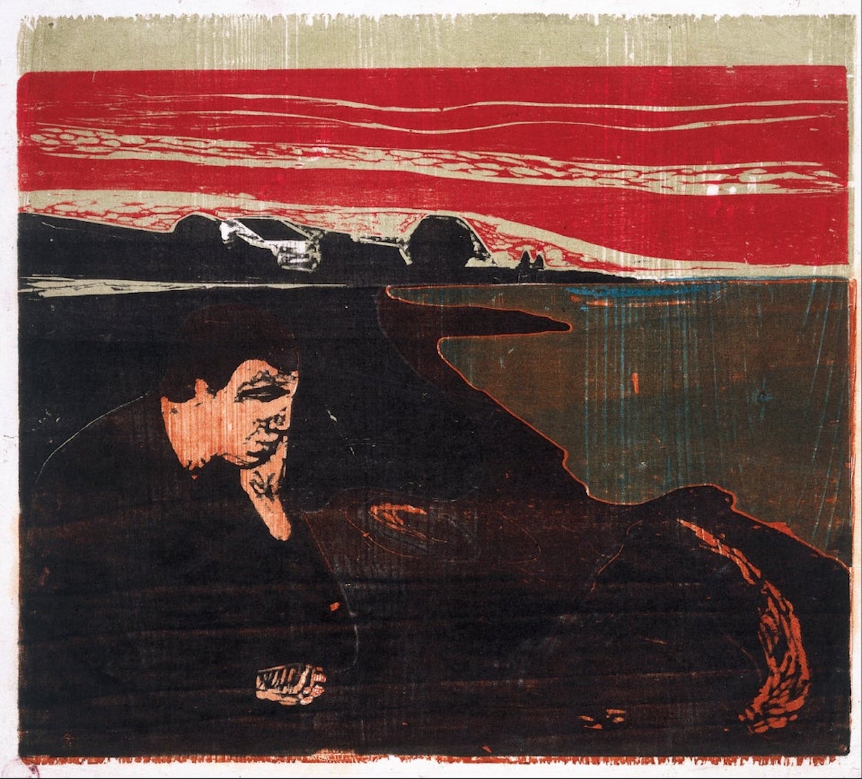 Evening. Melancholy I by Edvard Munch - 1896 - 55.7 x 41.1 cm Munch Museum