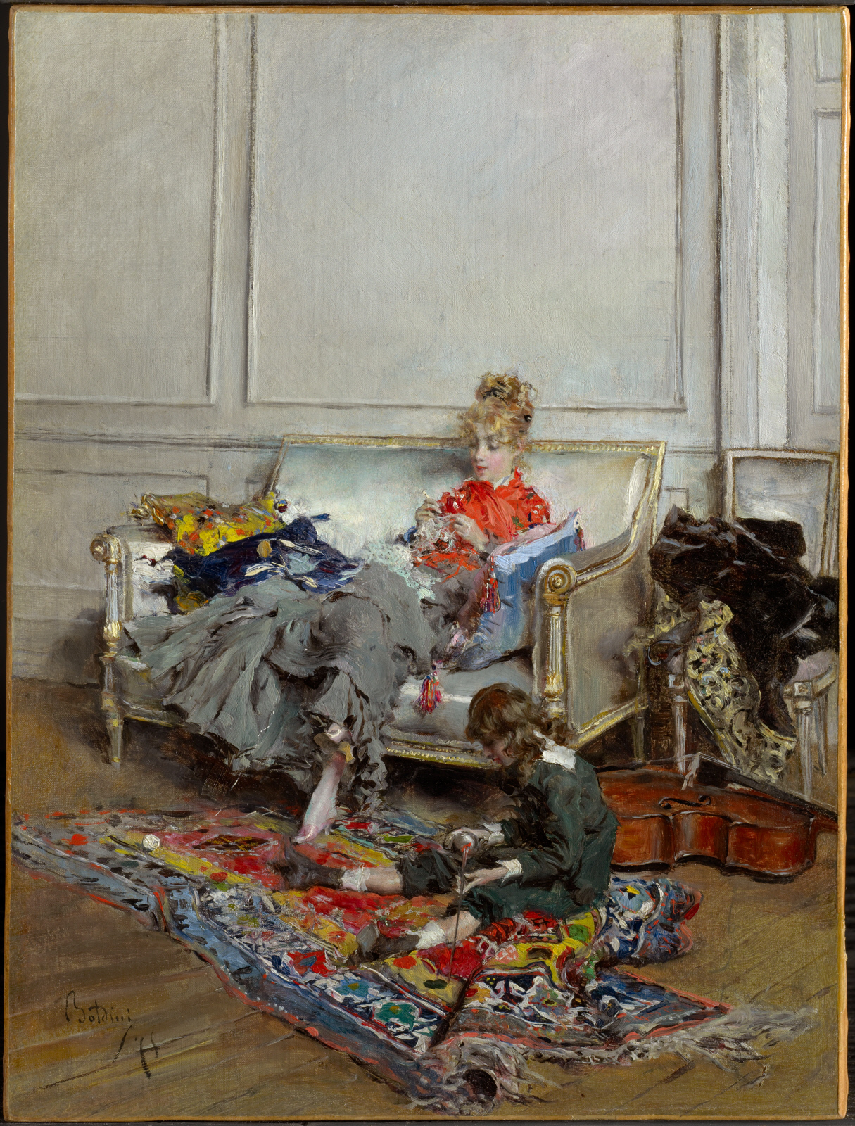 Νεαρή γυναίκα που πλέκει by Τζιοβάνι Μπολντίνι - 1875 - 36,2 x 27,4 εκ. 