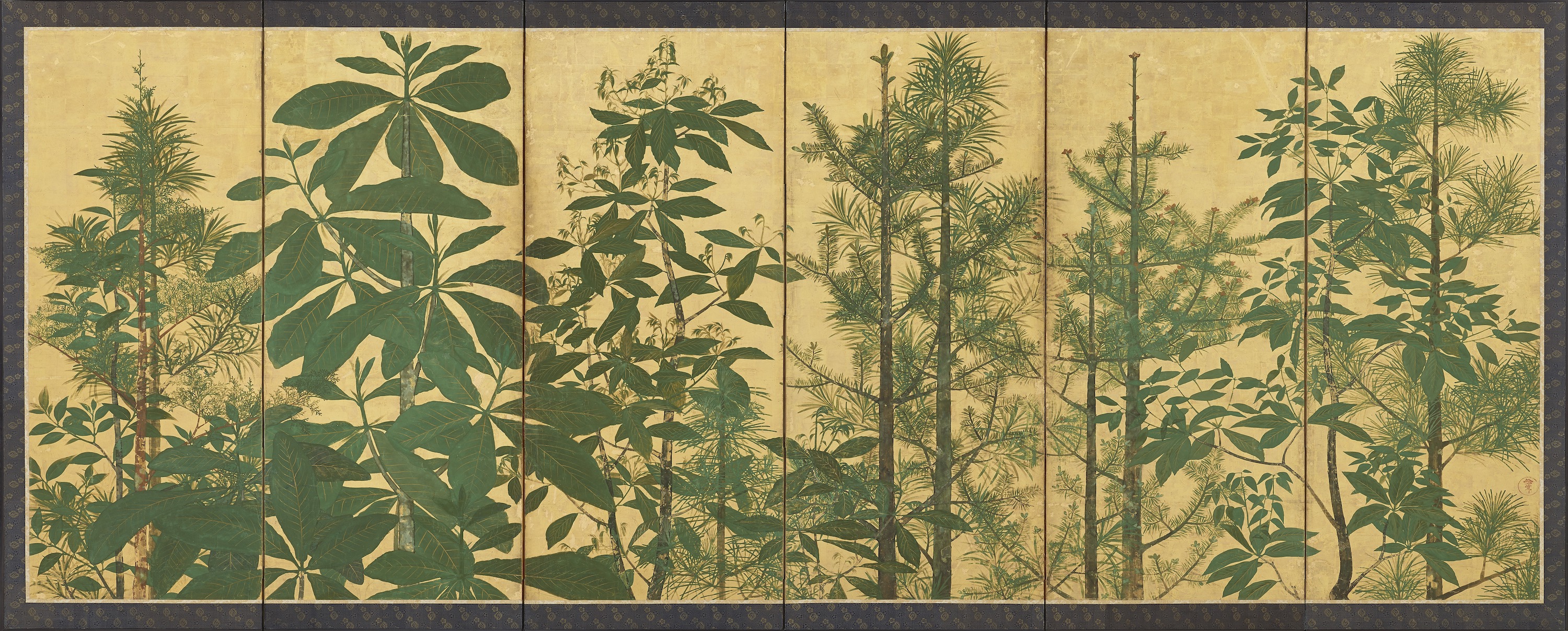 Дерева by  Master of I-nen Seal - Період Едо, середина XVII ст. - 154 x 357.8 см 