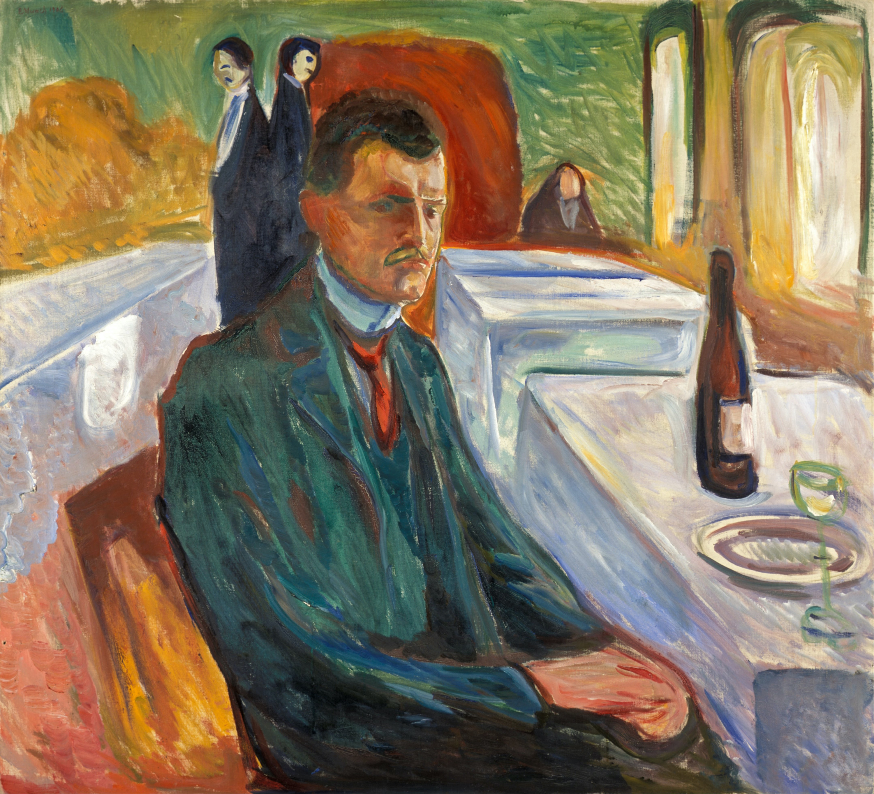 Self-Portrait with a Bottle of Wine by Edvard Munch - 1906 - 120 x 110 cm Munch Museum