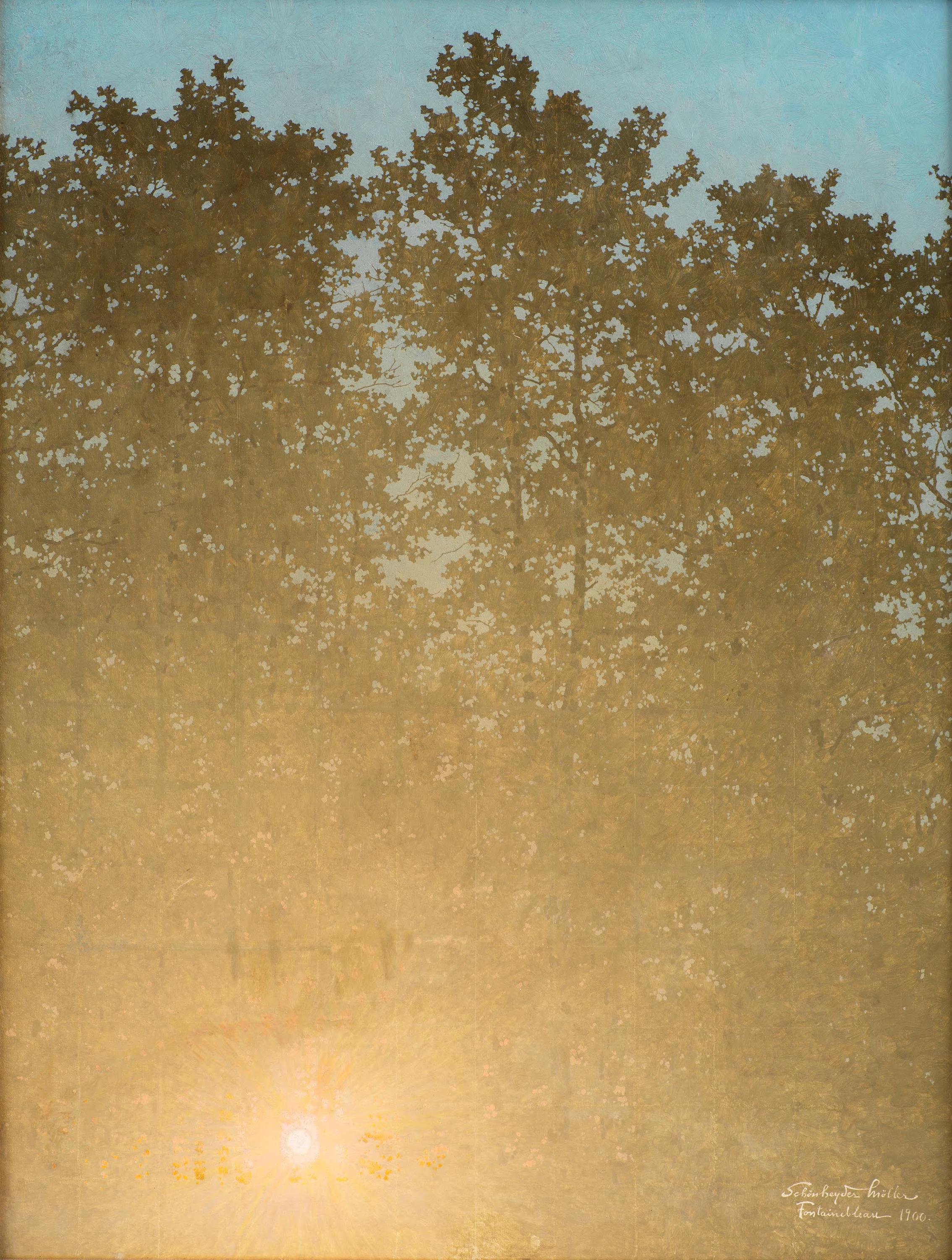Sunset. Fontainebleau by Valdemar Schønheyder Møller - 1900 - 16.2 x 88.3 cm Statens Museum for Kunst