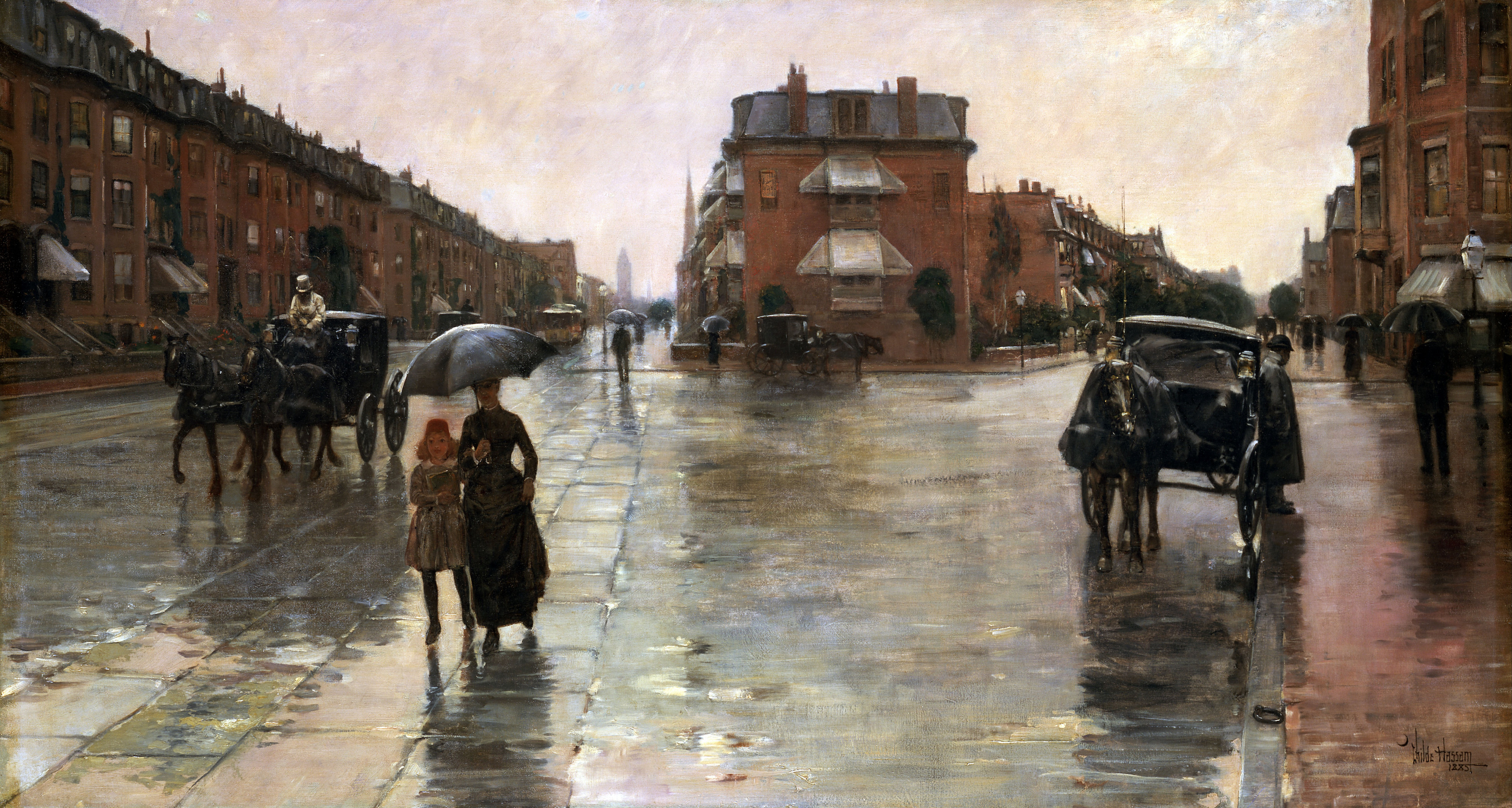 Deszczowy dzień w Bostonie by Frederick Childe Hassam - 1885 - 66.3 x 122 cm 