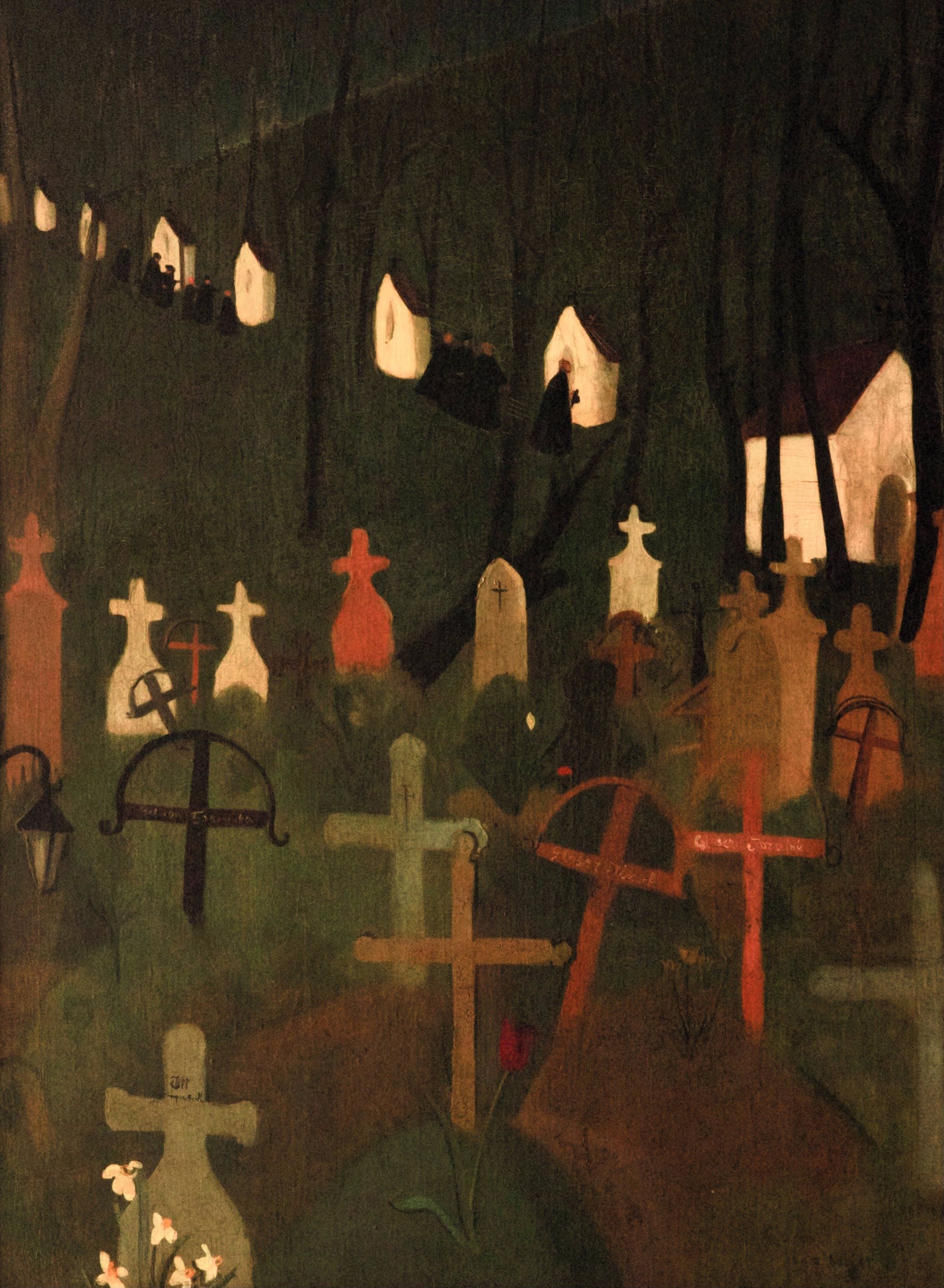浮かれた墓場《The Merry Cemetery》 by Amrita Sher-Gil - 1939 - 75 x 100.5 cm 