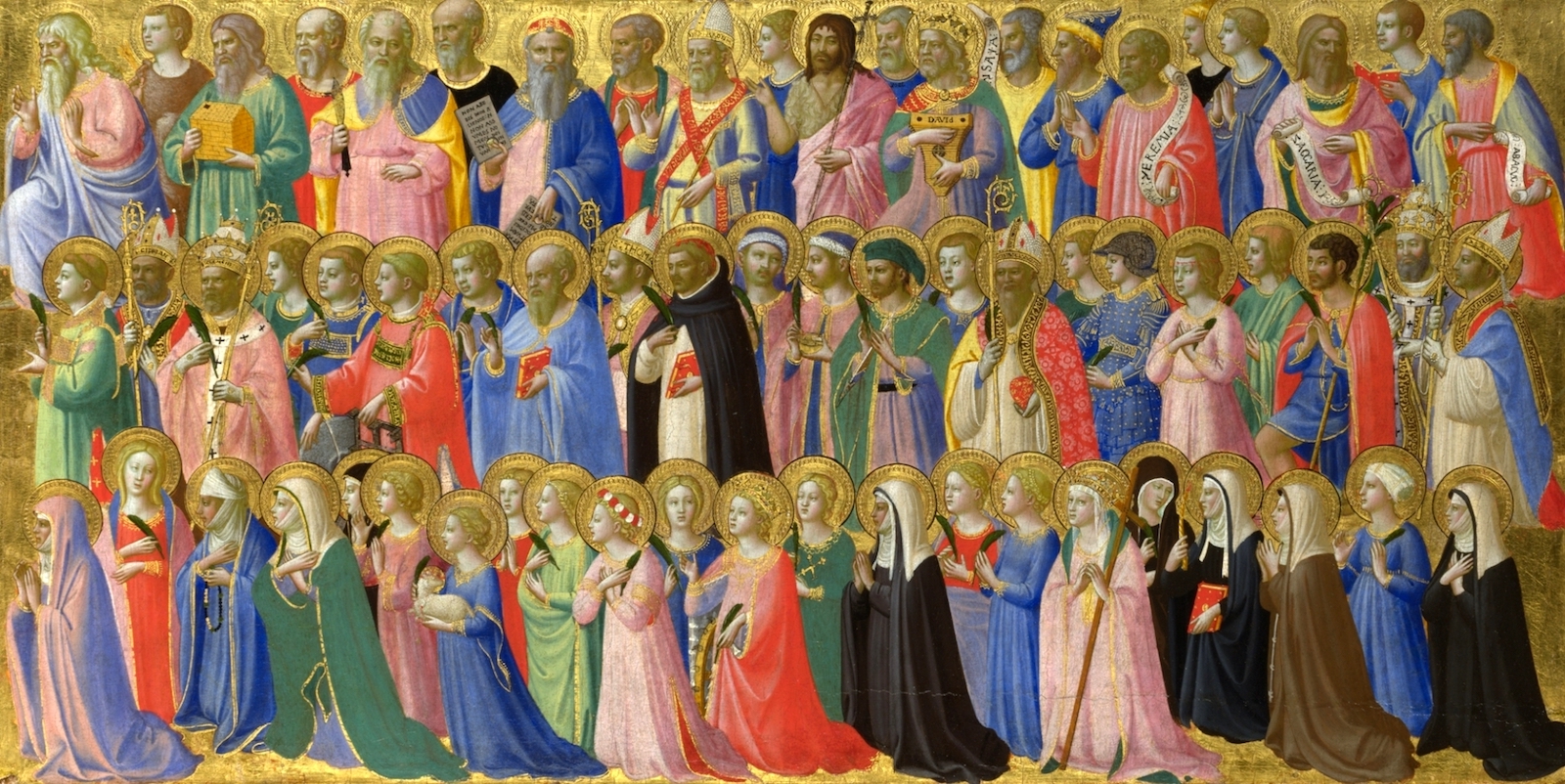 De aankondigers van van Christus met heiligen en martelaren by Fra Angelico - ca. 1423-4 - 31,9 x 63,5 cm 