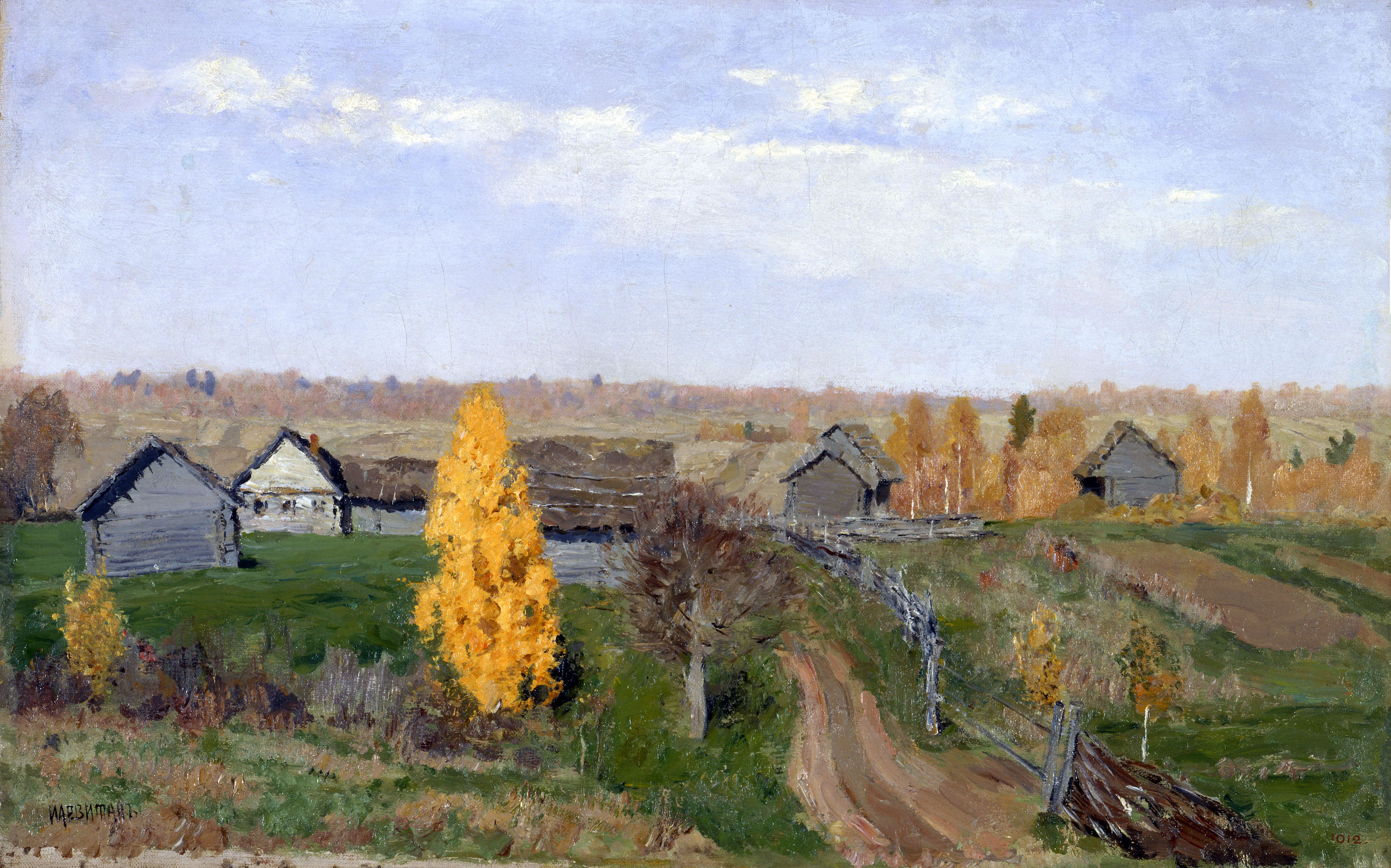 金色的秋天。斯洛博德卡 by 艾萨克 列维坦 - 1889 