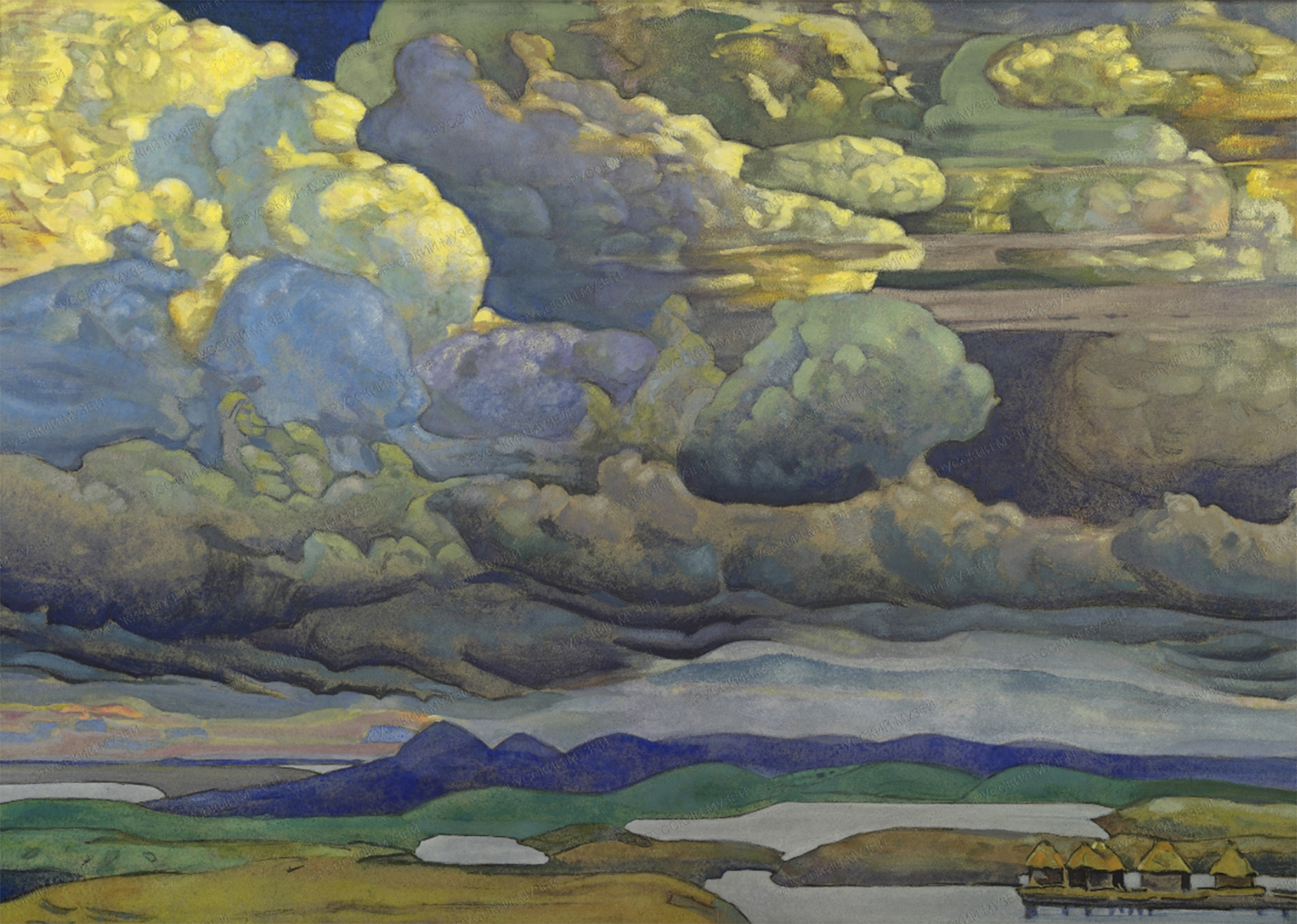 天空の戦い by Nicholas Roerich - 1912 - 66 x 95 cm 