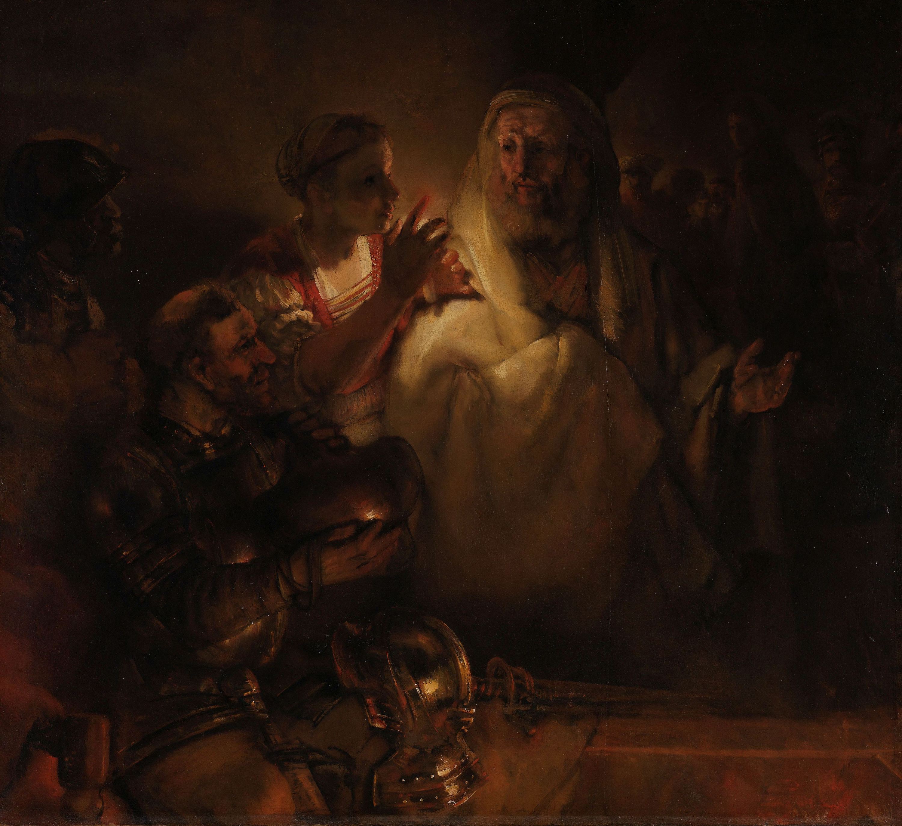 De verloochening van Petrus by Rembrandt Van Rijn - 1660 