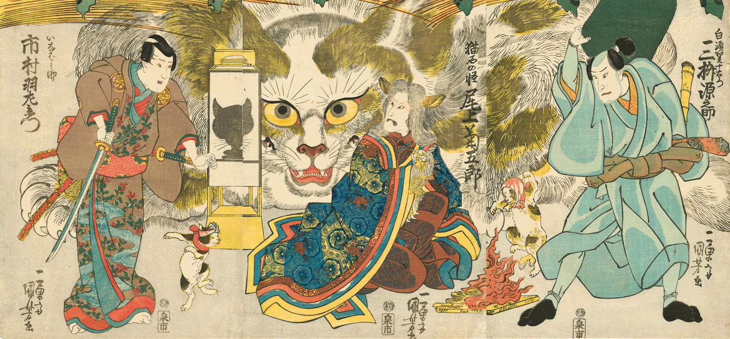 La historia de Nippondaemon y el gato by Utagawa Kuniyoshi - 1835 Colección privada