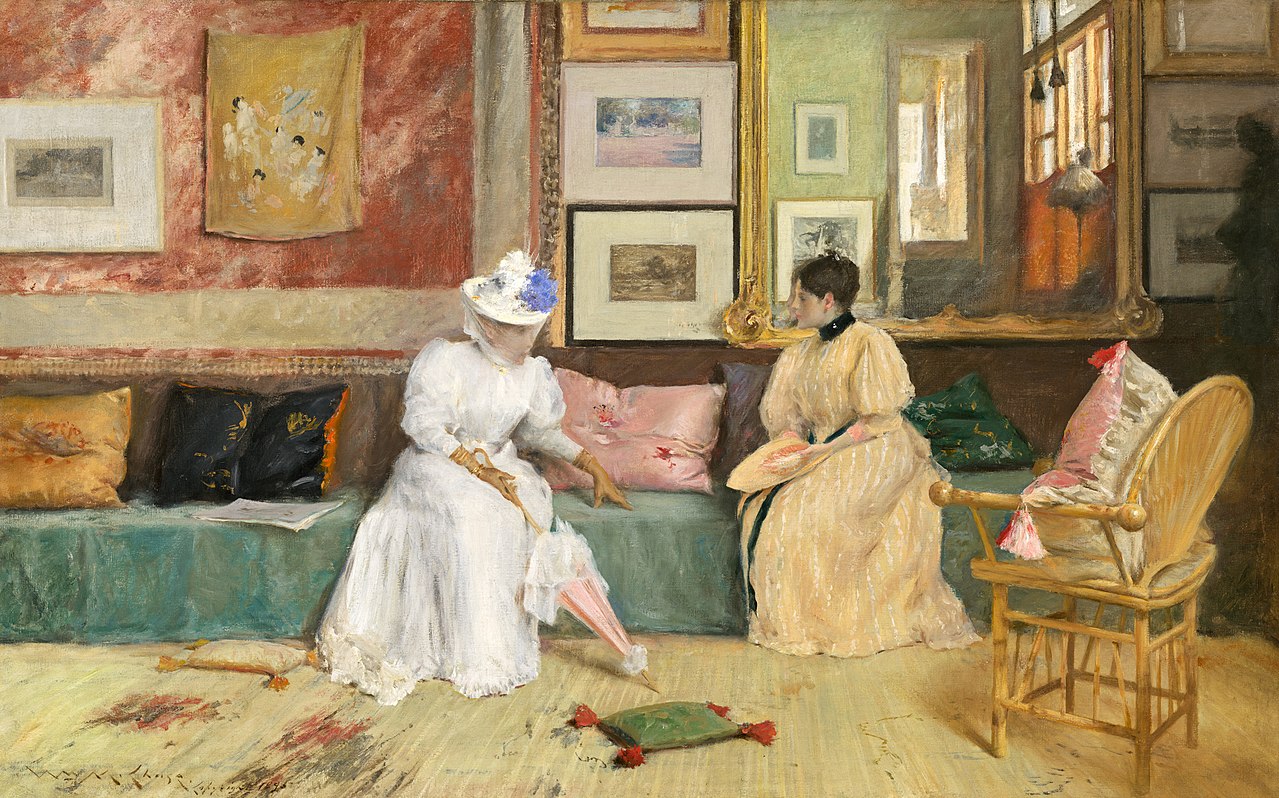 O vizită prietenească by William Merritt Chase  - 1895 - 76.5 x 122.5 cm 