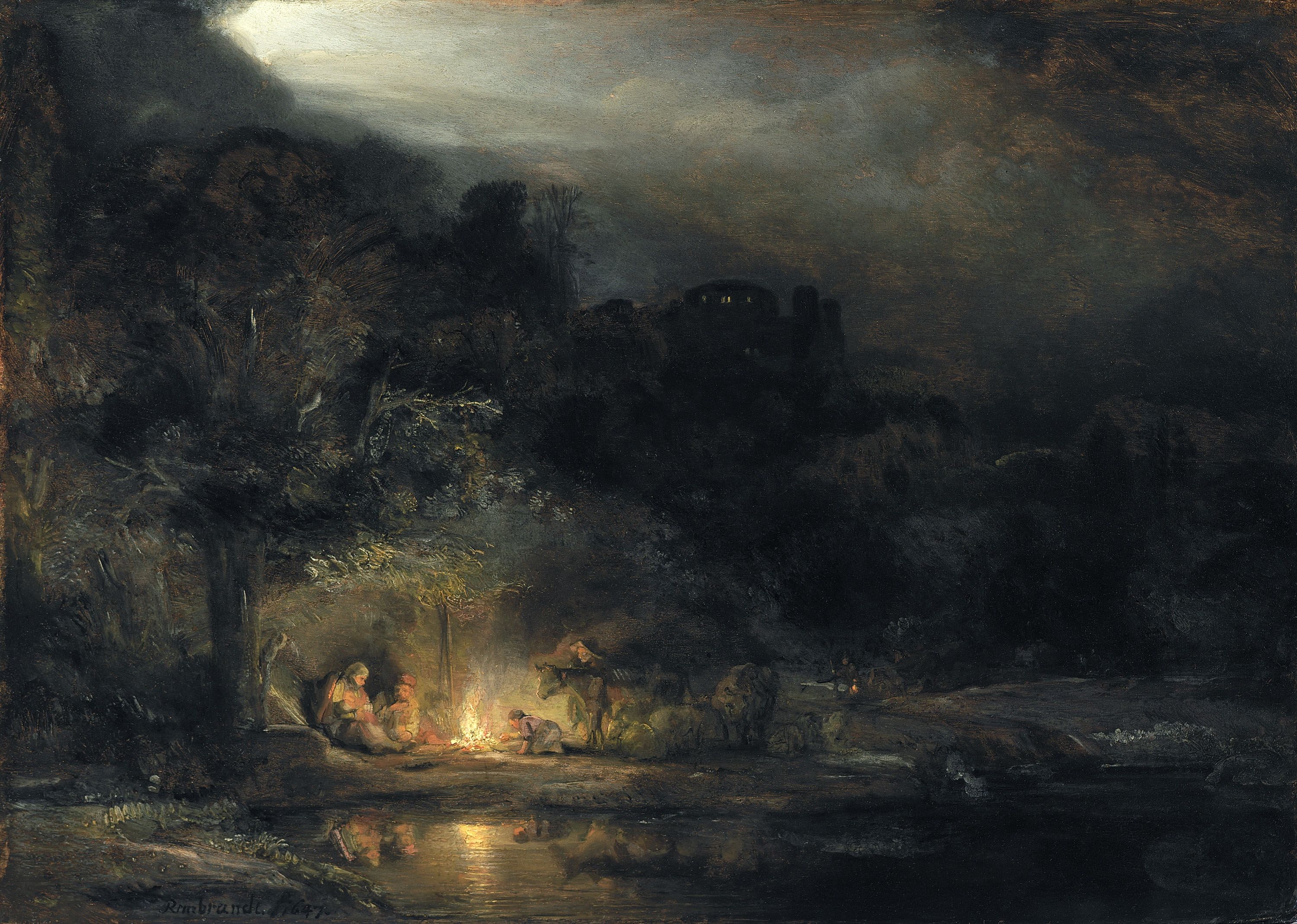 Landscape with the Rest on the Flight to Egypt by Rembrandt van Rijn - 1647 Dulwich Picture Gallery