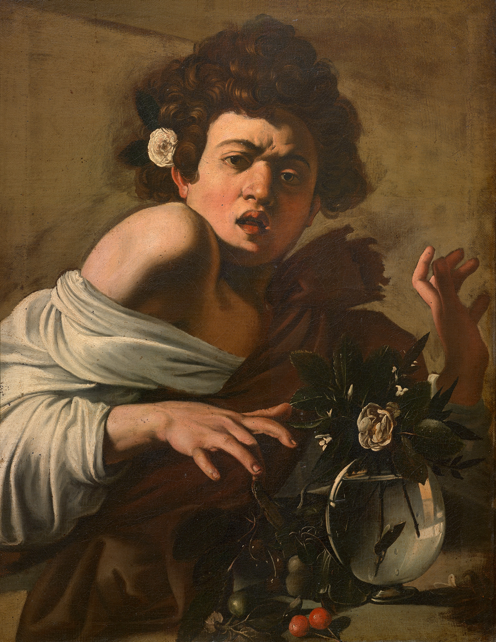 Хлопчик, вкушений ящіркою by  Caravaggio - бл. 1597/98 - 65.8 × 49.5 см 