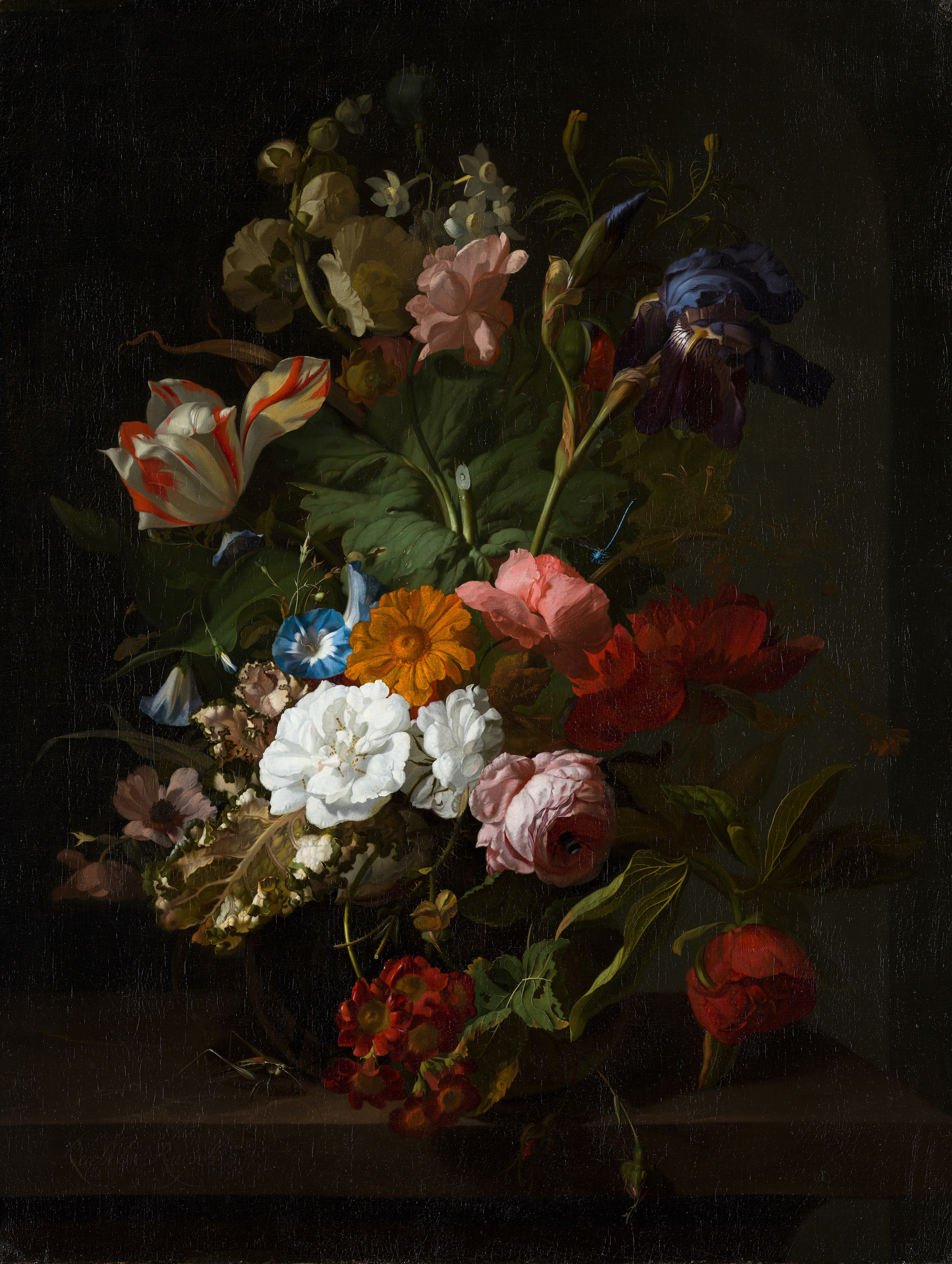 Vase with Flowers by Rachel Ruysch - 1700 - 79,5 x 60,2 cm Mauritshuis, The Hague