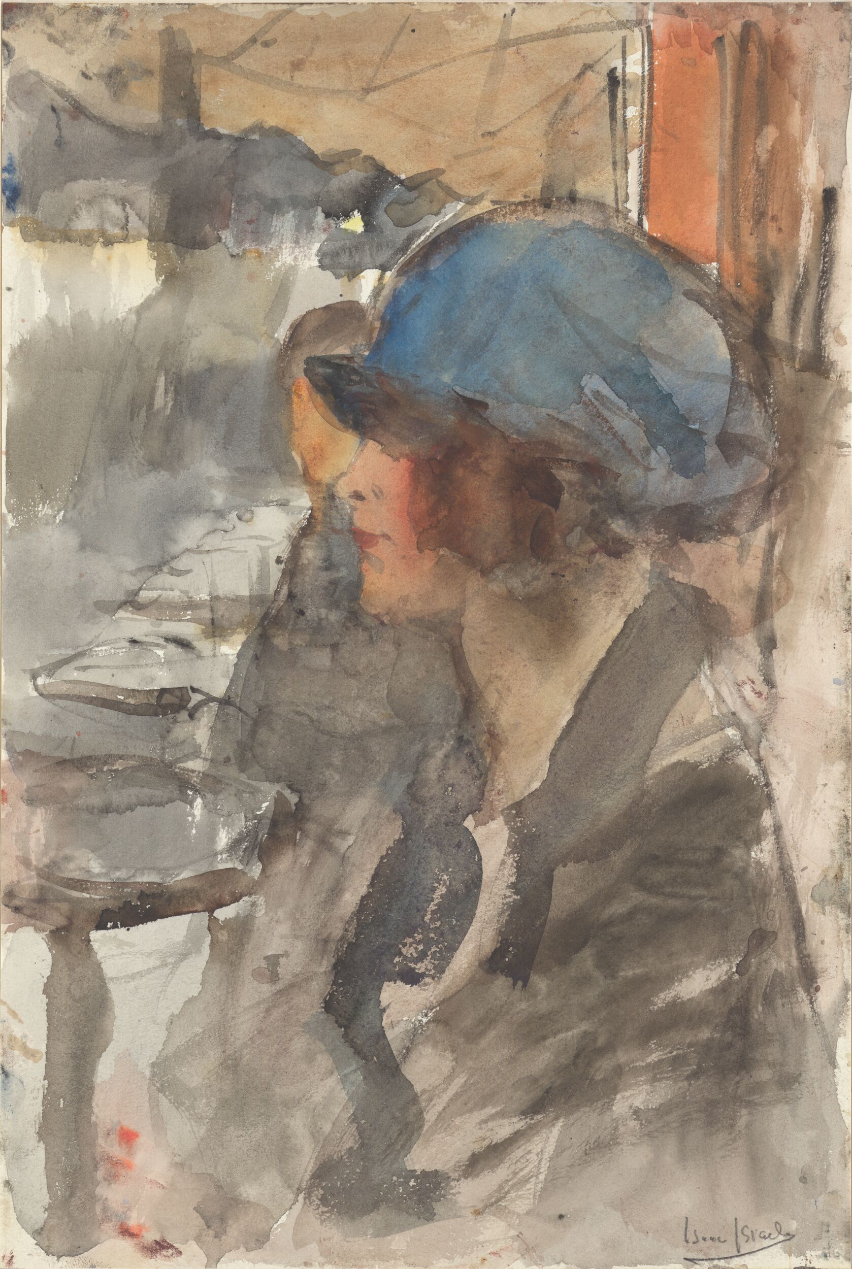 زن با کلاه آبی by Isaac Israels - ۱۹۲۰ - ۳۹.۱ x ۲۶.۳ cm 