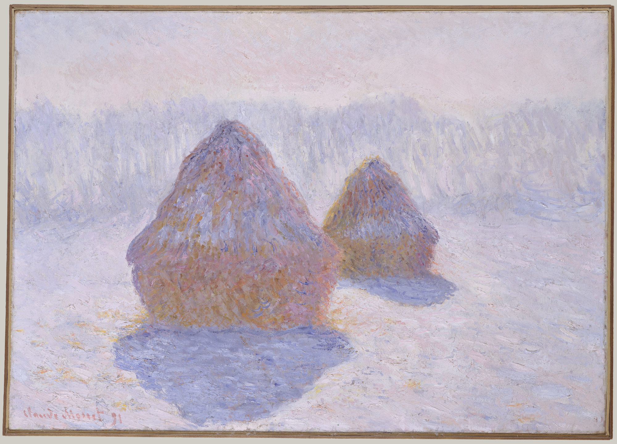(أكوام التبن (تأثير الثلج والشمس by Claude Monet - 1891م - 65.4 x 92.1 cm 