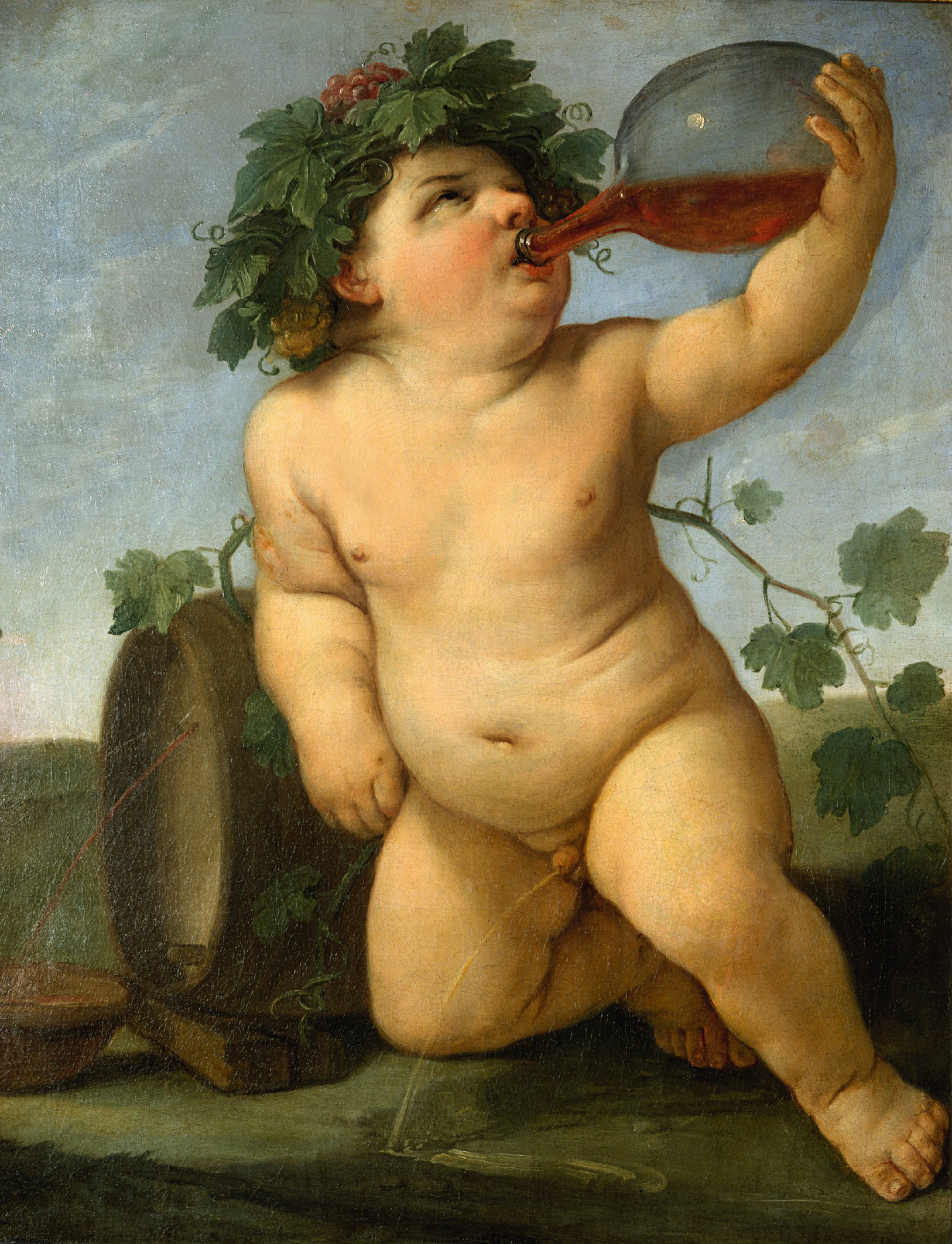 Drinking Bacchus by Guido Reni - circa 1623 - 72 x 56 cm Staatliche Kunstsammlungen Dresden