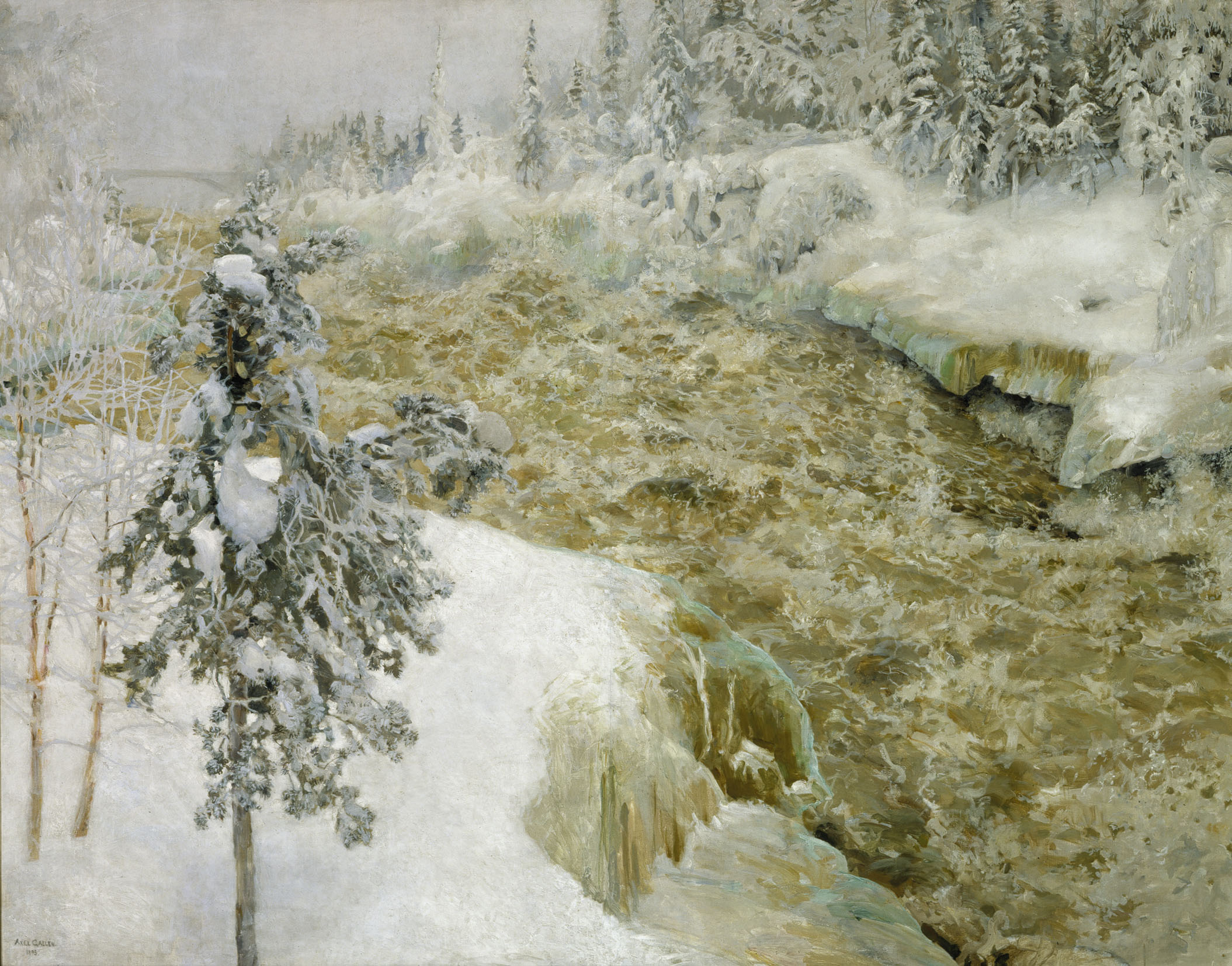 Χιονισμένοι καταρράκτες του Ιμάτρα by Άξελι Γκάλλεν-Κάλλελα - 1893 - 153 x 194 cm 